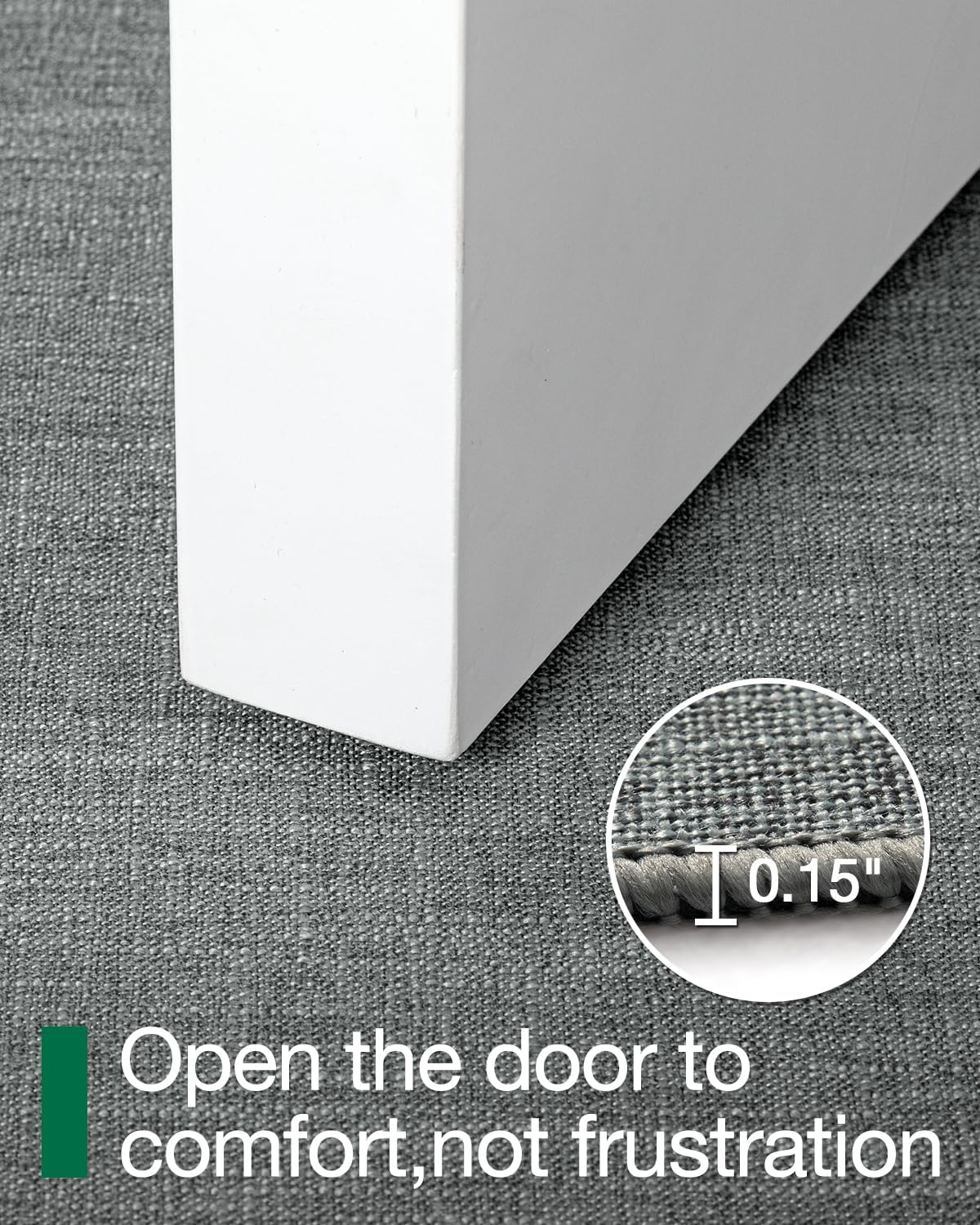 LUMI Ultra Thin Door Mat for Entryway, Low Profile Non Slip Rubber Backing Indoor Doormat, Easy Clean Welcome Entrance Mat for Inside House, Patio, Greenish Grey 20"x32"