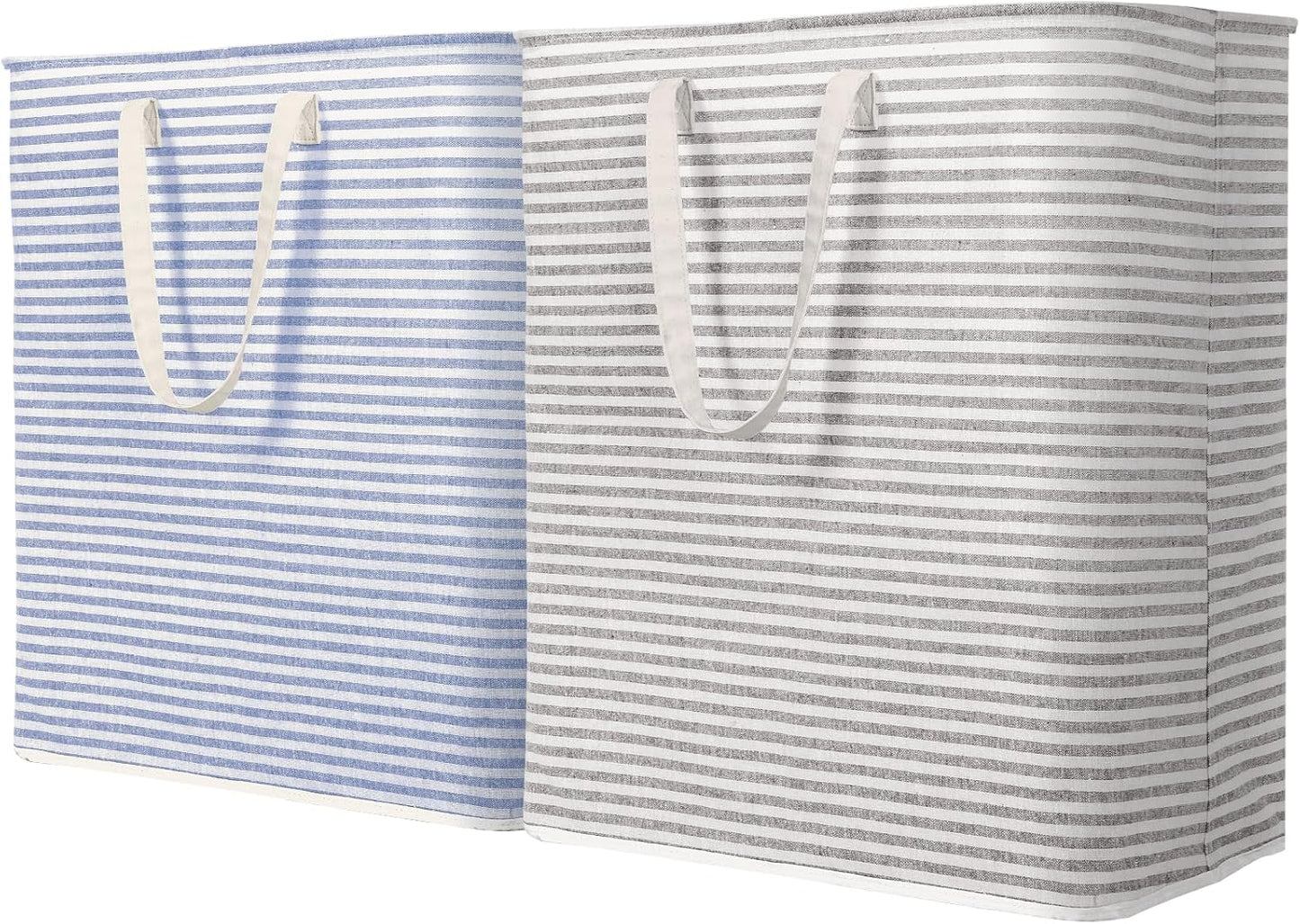 Lifewit 2 Pack Laundry Hamper Large Collapsible Laundry Basket, Freestanding Waterproof Cloth Hamper with Easy Carry Handles in Laundry Room Bedroom Bathroom Dorm for Adult, Grey&Blue, 2 x 100L