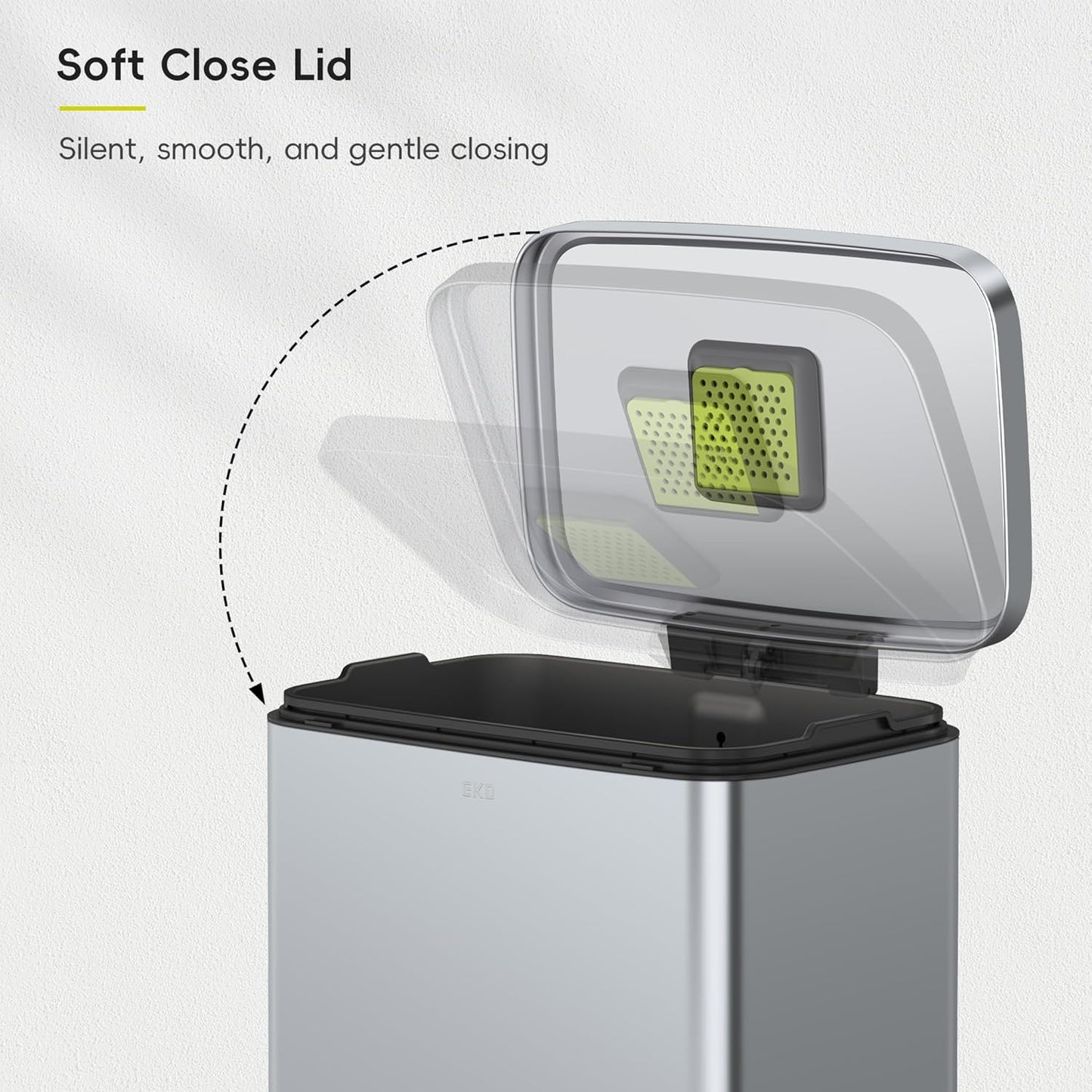 EKO Madison Matte Grey Stainless Steel 50 Liter/13.2 Gallon Step Trash Can with Inner Liner - Fingerprint Resistant Finish