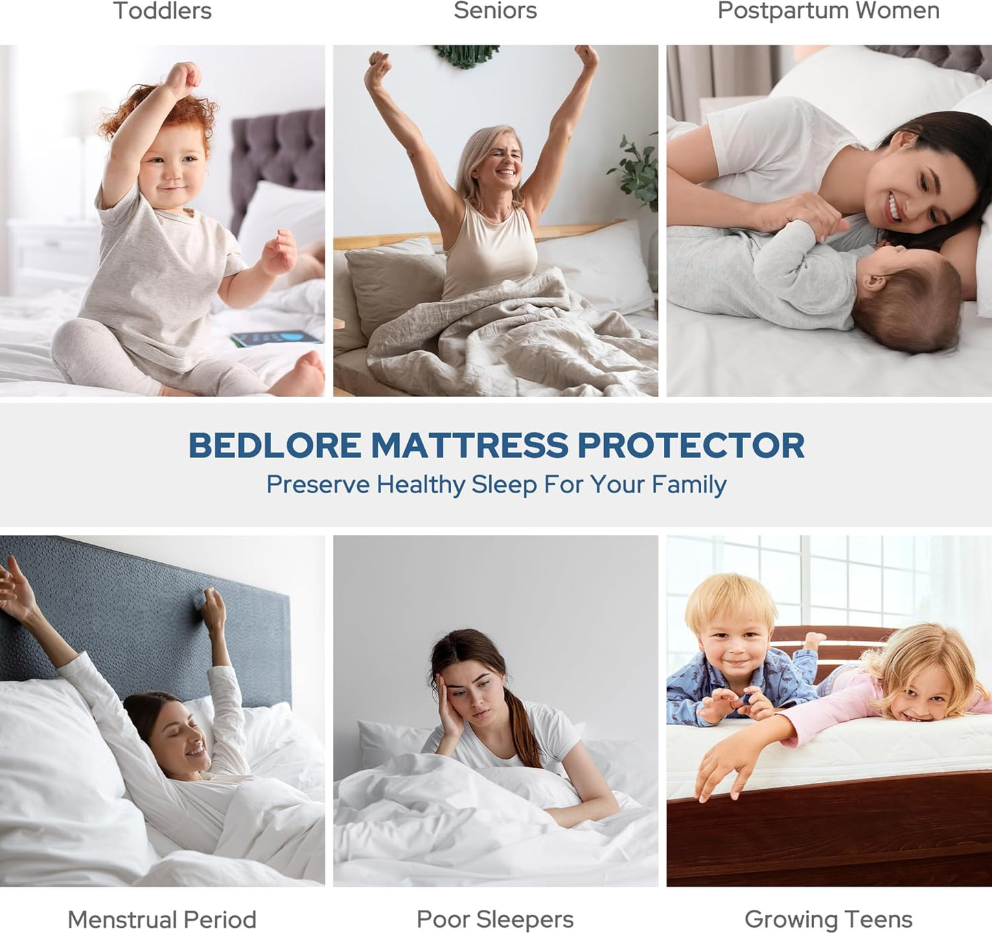 BEDLORE Waterproof Mattress Protector, Twin XL Size Mattress Pad with Deep Pocket 6"-15" Depth, Soft Breathable Dirt-Proof Bed Mattress Cover for Bedroom, College Dorm (Gray)