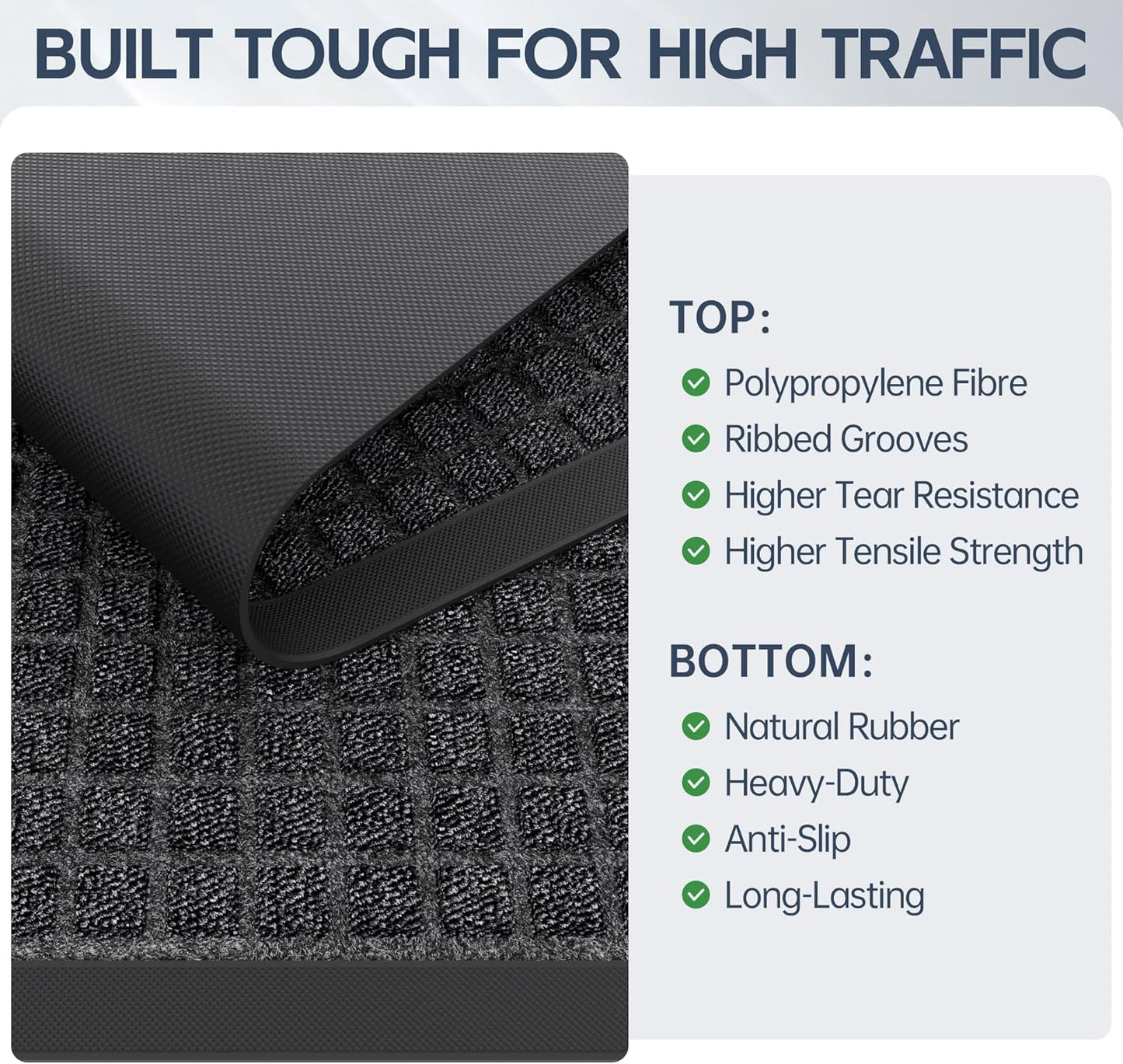 Amyracel Front Door Mat Outside Entrance, 36"x 72" All Season Weather Outside Door Mat, Heavy Duty Rubber Backing Door Mats for Entryway, Low Pile Entry Indoor Doormat for Inside Floor