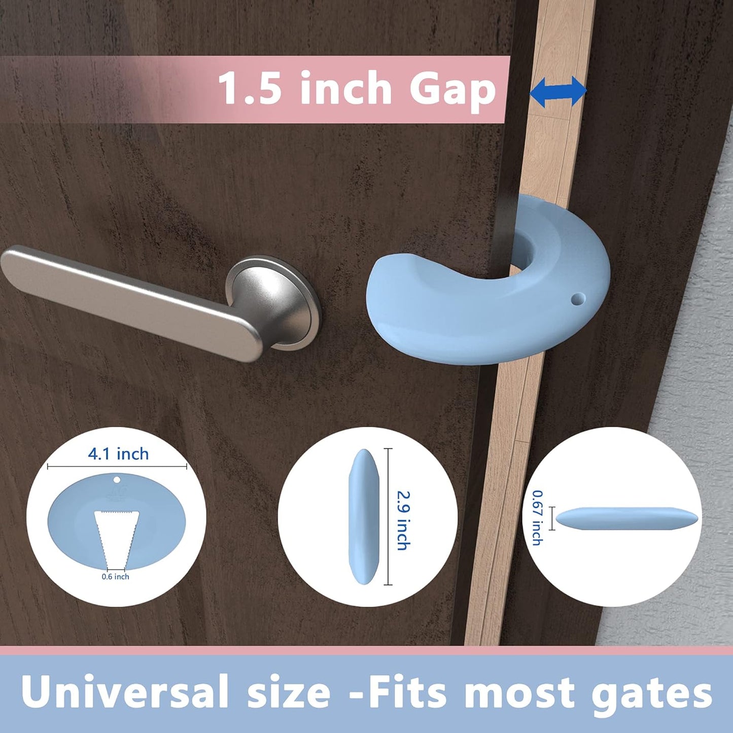 Door Pinch Guard and Door Slam Stopper, Durable Silicone Door Finger Pinch Guard, Prevents Finger Pinch Injuries, Slamming Doors, Door Safety for Kids, 4 Packs Blue Basic.