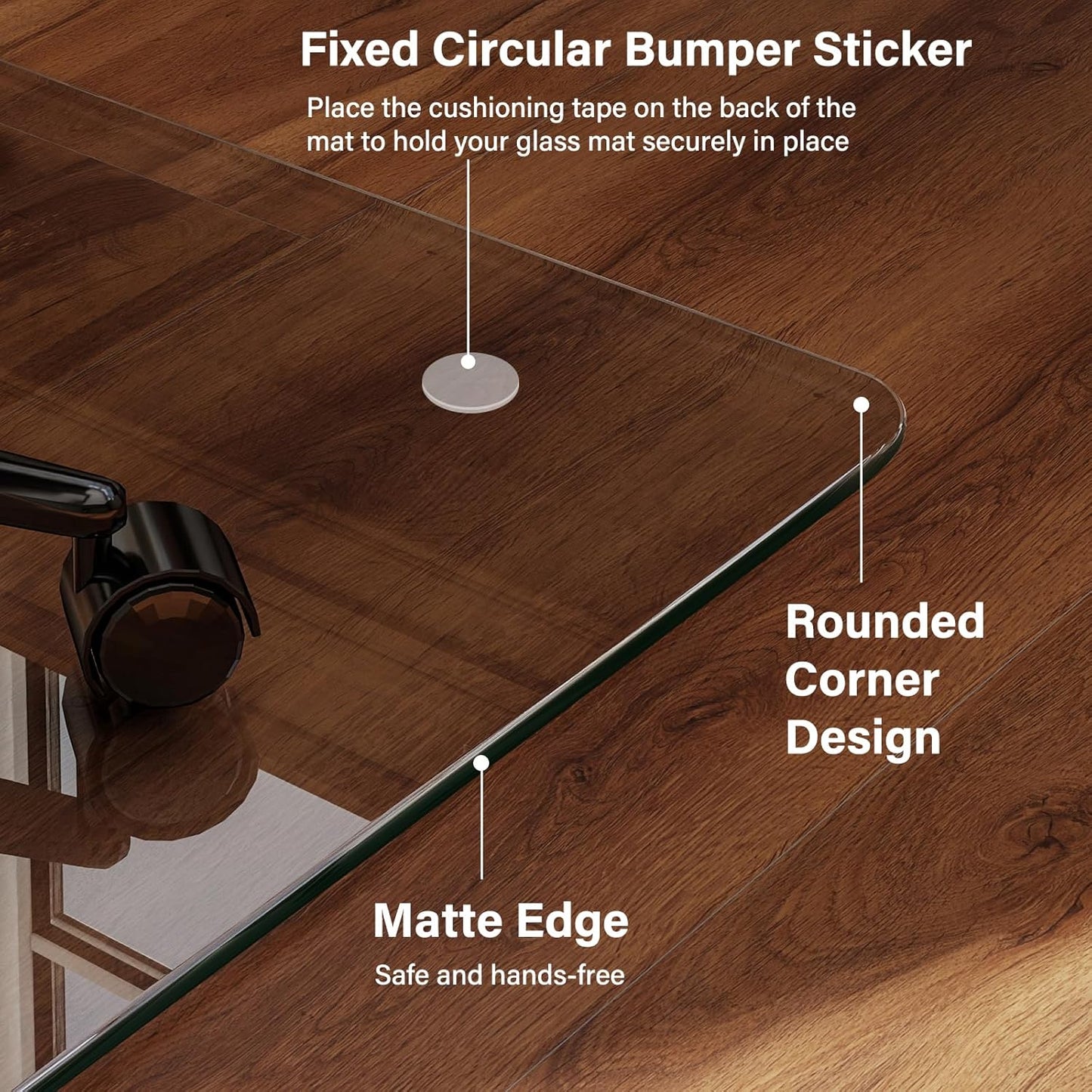 47" x 47" Tempered Glass -Glass Chair Mat, Heavy Duty Hard Floor Mat with Round Corner and Polished Edge, Office Chair Mat for Carpet Office Home Hardwood Floor Desk