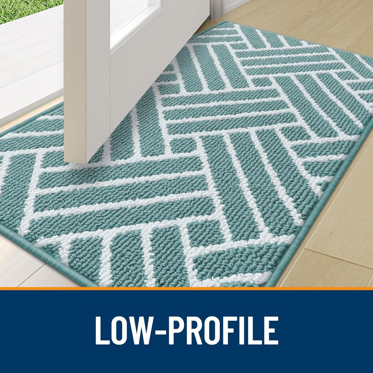 OLANLY Indoor Door Mat, 36x24 Inch, Dirt Resistant and Absorbent, Non-Slip Rubber Backing Floor Mats, Easy Clean Low-Profile Doormat for Entryway, Front Door, and Inside Entrance, Sage Green