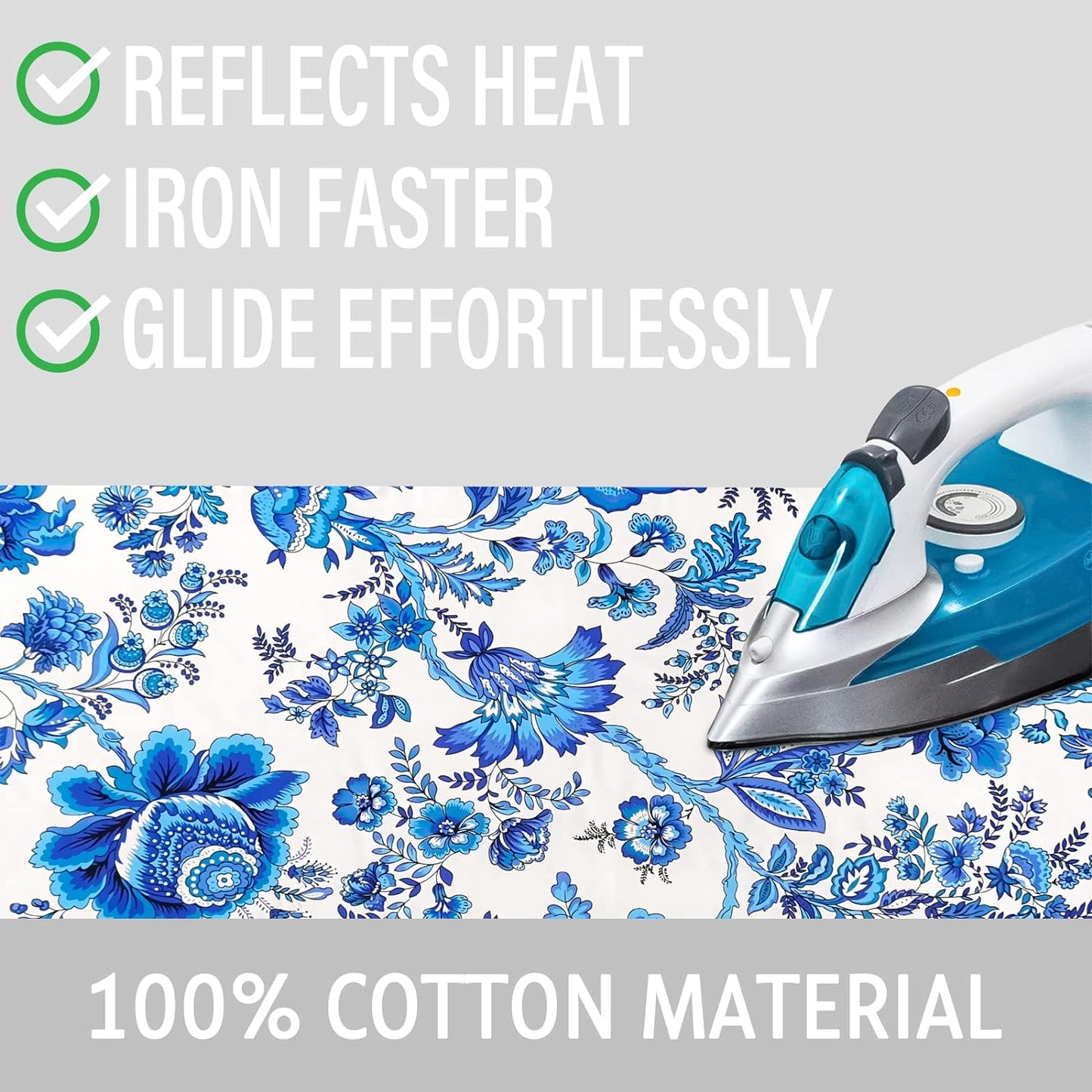 Ironing Board Cover and Pad 15x54 Inch Standard Ironing Board Cover with Elastic Edge and Hook and Loop Fasteners Scorch and Stain Resistant Cotton Ironing Covers with Thick Padding