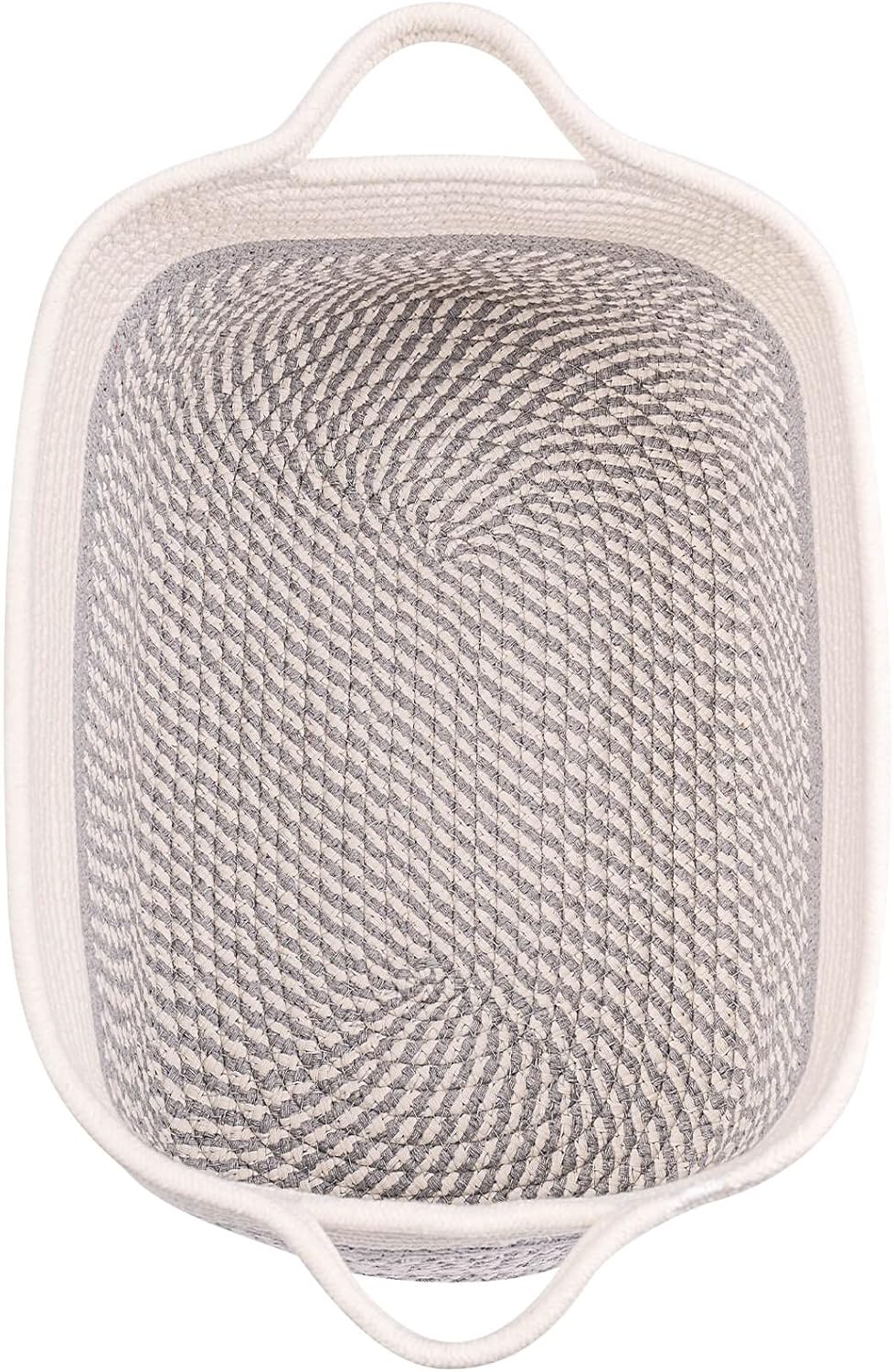 Medium and Large Woven Basket//With Handle, Used for Toys and Fabric Storage Basket used for Storing xl Storage Box, Decorative Storage Box Room 2pack (14L*10W*8.6H White/Gray, 14Lx10Wx8.6H)