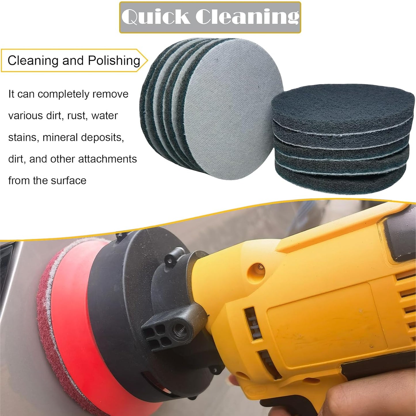 10 Pack 5 Inch 800 Grits Multipurpose Scrubber Scouring Pads Hoop and Loop Flocking Scuff Pads -Scuff Pads Conditioning Discs Polishing Pad for Furniture Automotive Cleaning, Rust Removal