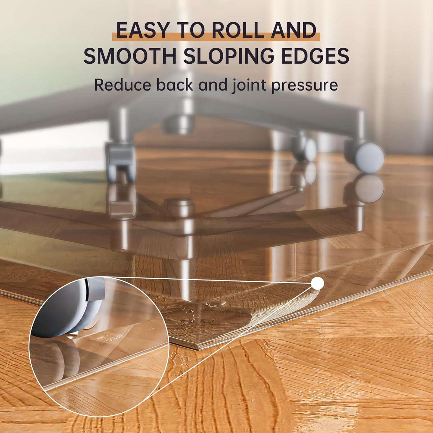 [Tempered Glass] 36“ x 36” Beveled Edge Glass Chair Mat with Polished Edge Clear Office Chair Mat, Glides Smoothly, Suitable for Carpet or Hardwood Floors