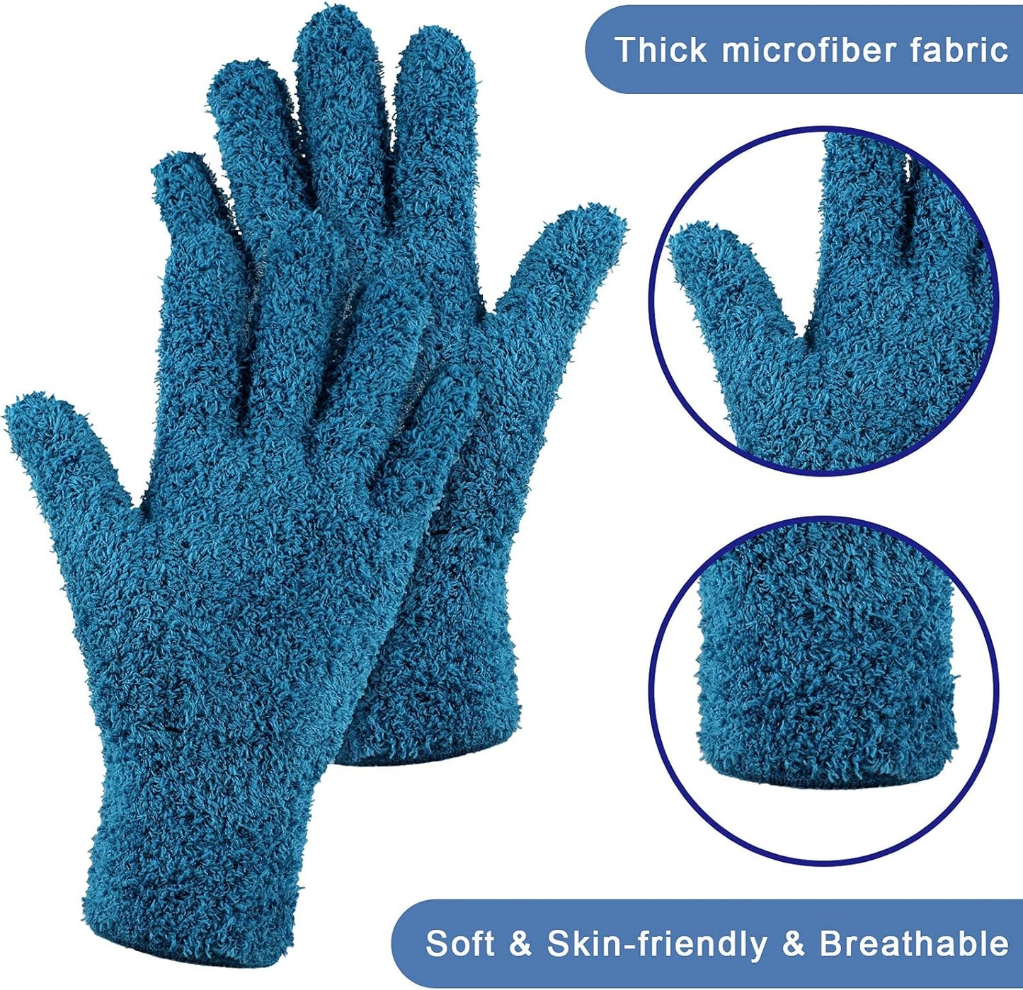 Bencailor 6 Pairs Microfiber Dusting Gloves, Dusting Cleaning Gloves Microfiber Gloves for Plants House Blinds Car Dust Mitt (Fresh Color,Medium)