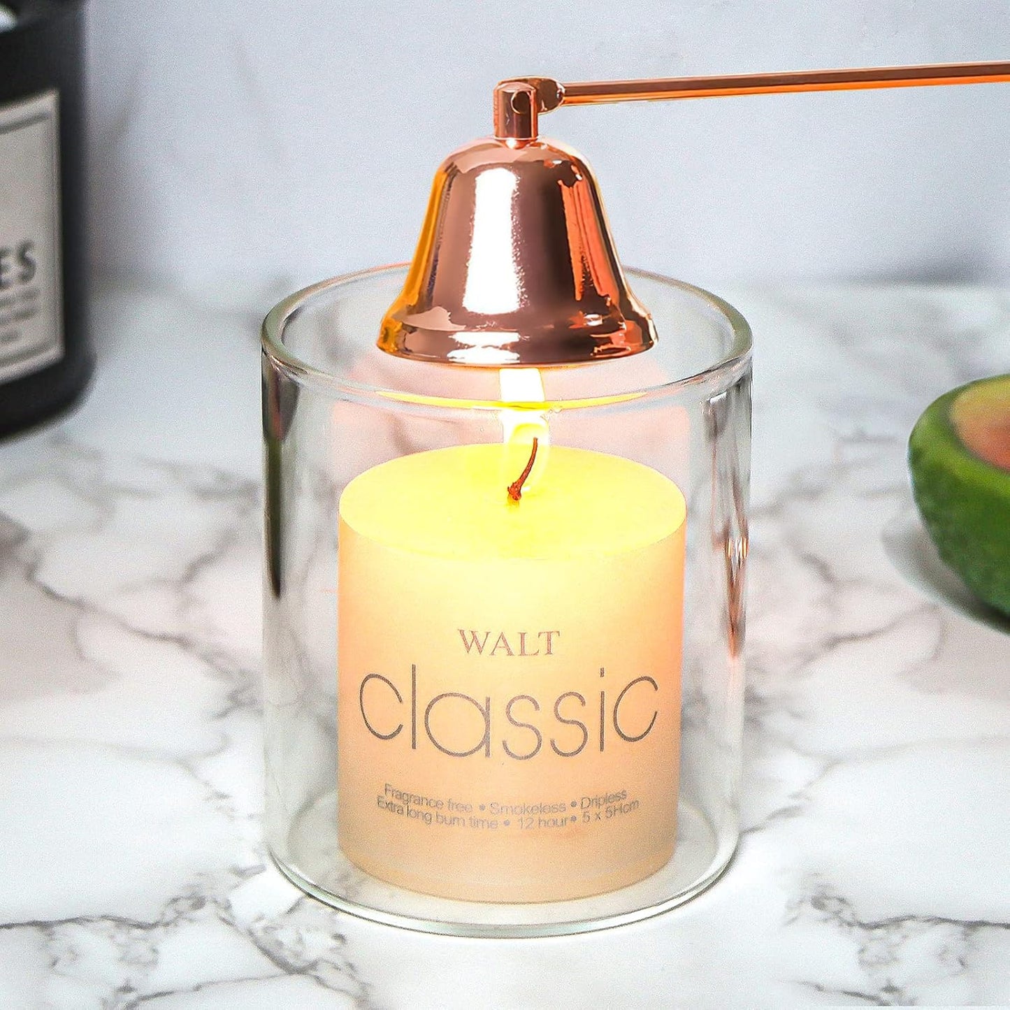 Lsnisni 4 in 1 Champagne Gold Candle Accessory Set with Candle Storage Tray Plate, Wick Trimmer Cutter, Candle Snuffer and Candle Wick Dipper, Steel Candle Care Kit with Gift Package for Candle Lover