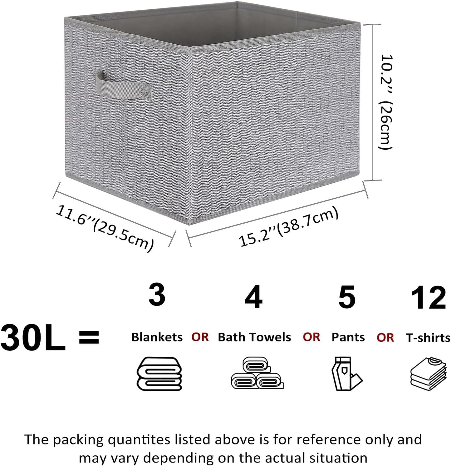 WUIKE Closet Storage Bins, Trapezoid Storage Boxes with Handles, Fabric Storage Baskets for Organizing Clothes, Sheets, Blankets, Decorative Storage Bins (Dark Gray, Extra Large)