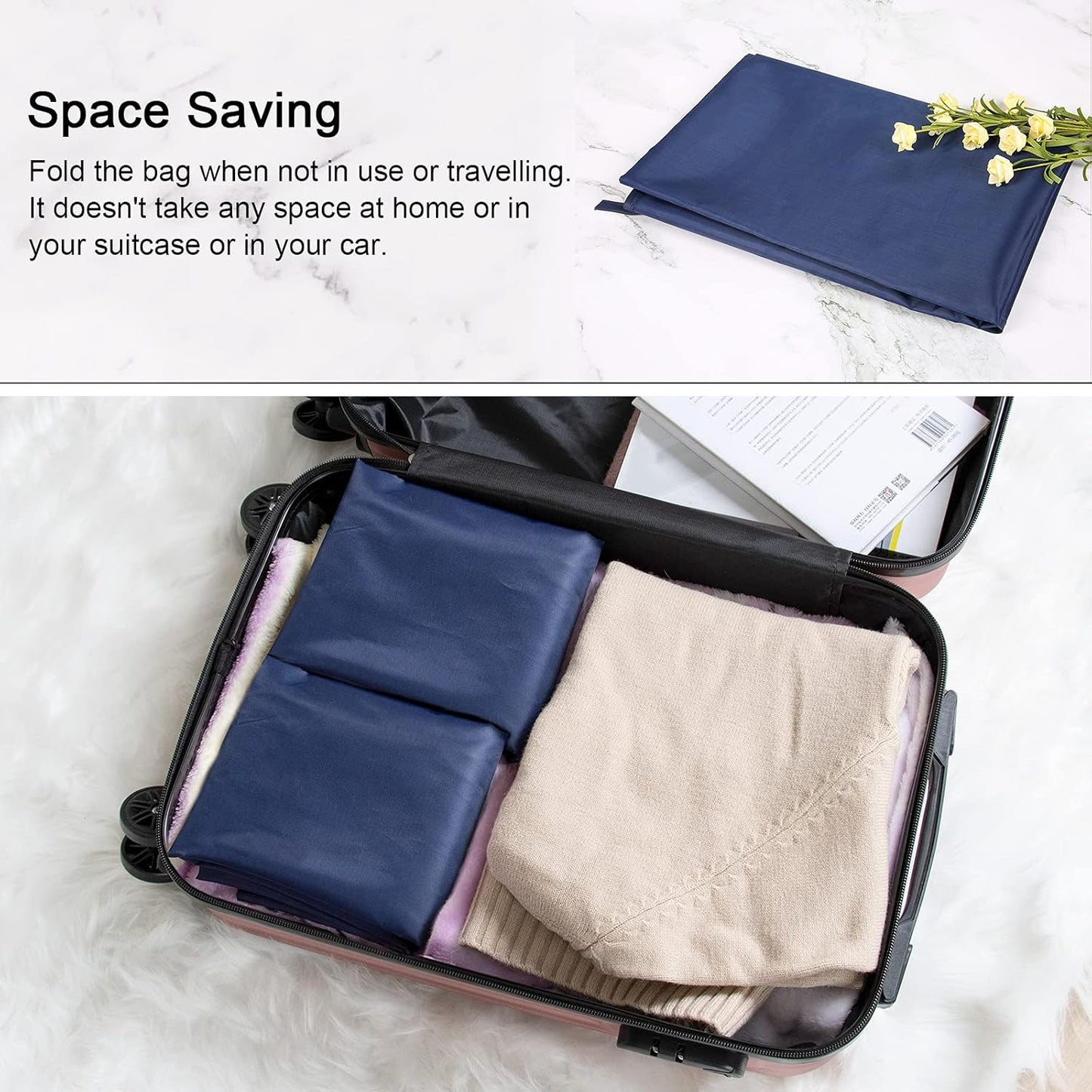 Polecasa Heavy Duty Large Laundry Bag with 130gsm Tear Resistant Fabric and Handles, Easy to Carry Durable Dirty Clothes Drawstring Bag, Perfect for College Dorm, Travel, 28”x36”, Navy