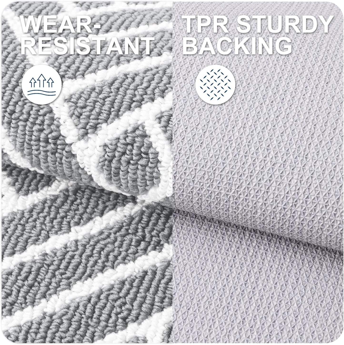 OLANLY Large Indoor Door Mat, 59x35 Inch, Dirt Resistant and Absorbent, Non-Slip Rubber Backing Floor Mats, Easy Clean Low-Profile Doormat for Entryway, Front Door, and Inside Entrance, Light Grey