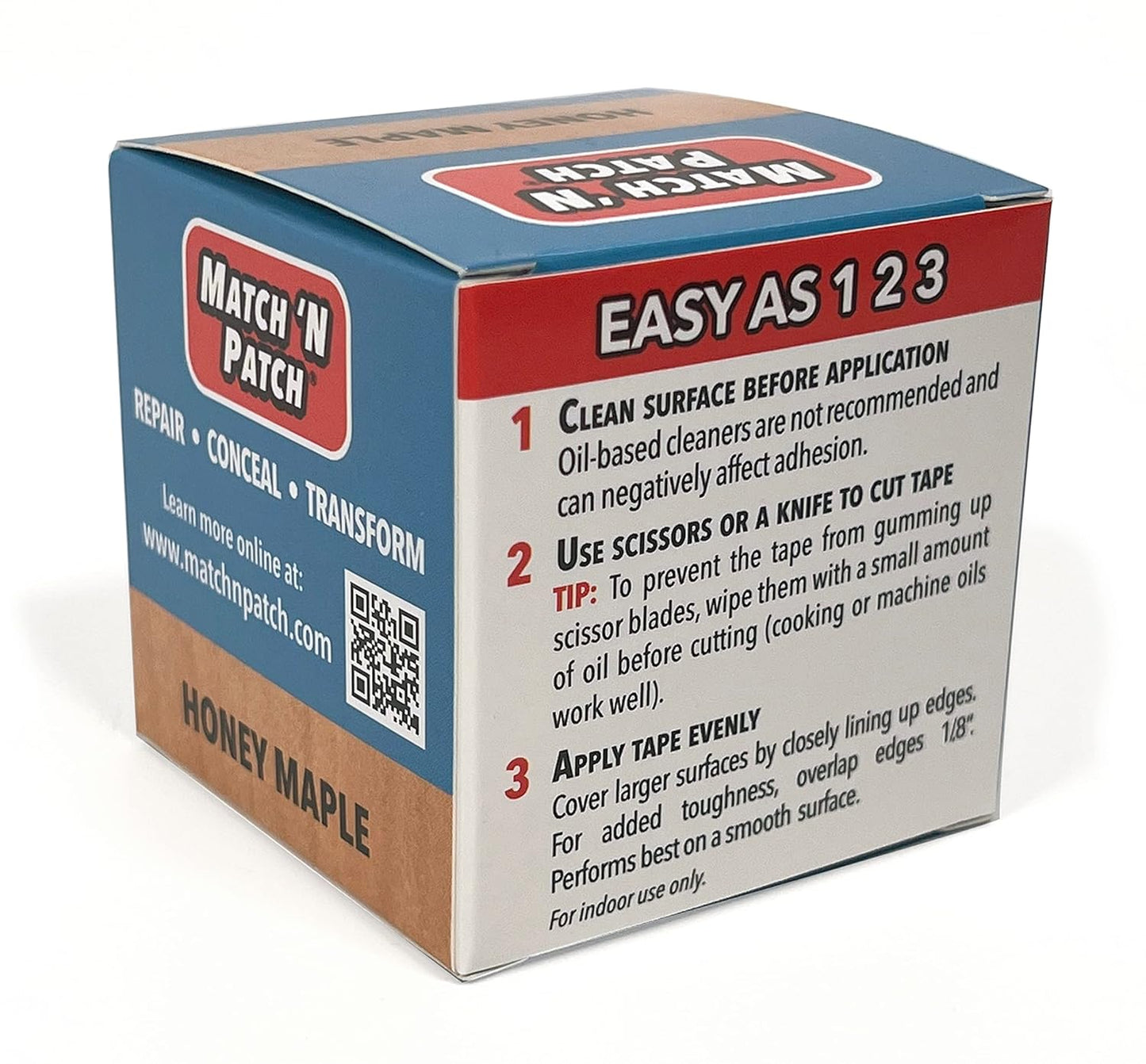 MATCH 'N PATCH Realistic Wood Grain Repair Tape - Durable Multi-Use Adhesive Tape for Furniture, Floors, Cabinets, Windows, Doors, RV, Home Decor & DIY Projects - Honey Maple, 2.25 inch x 15 feet