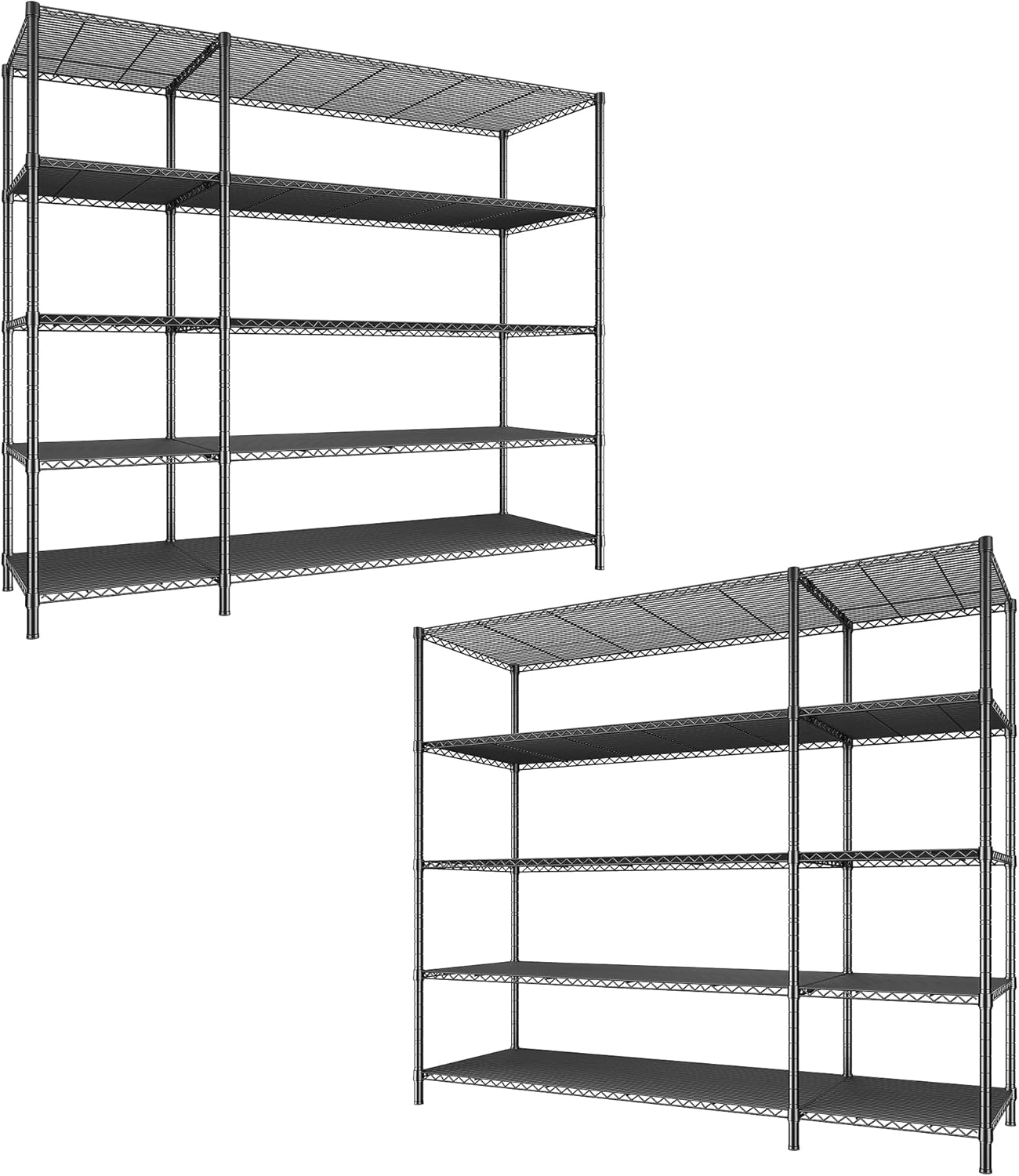 52.36" W Storage Shelves Metal Shelving Unit Load 1400LBS 5 Tier Wire Rack for Storage Adjustable Garage Shelving Heavy Duty Shelves for Pantry Kitchen Garage, 52.36W x13.78Dx70.8H