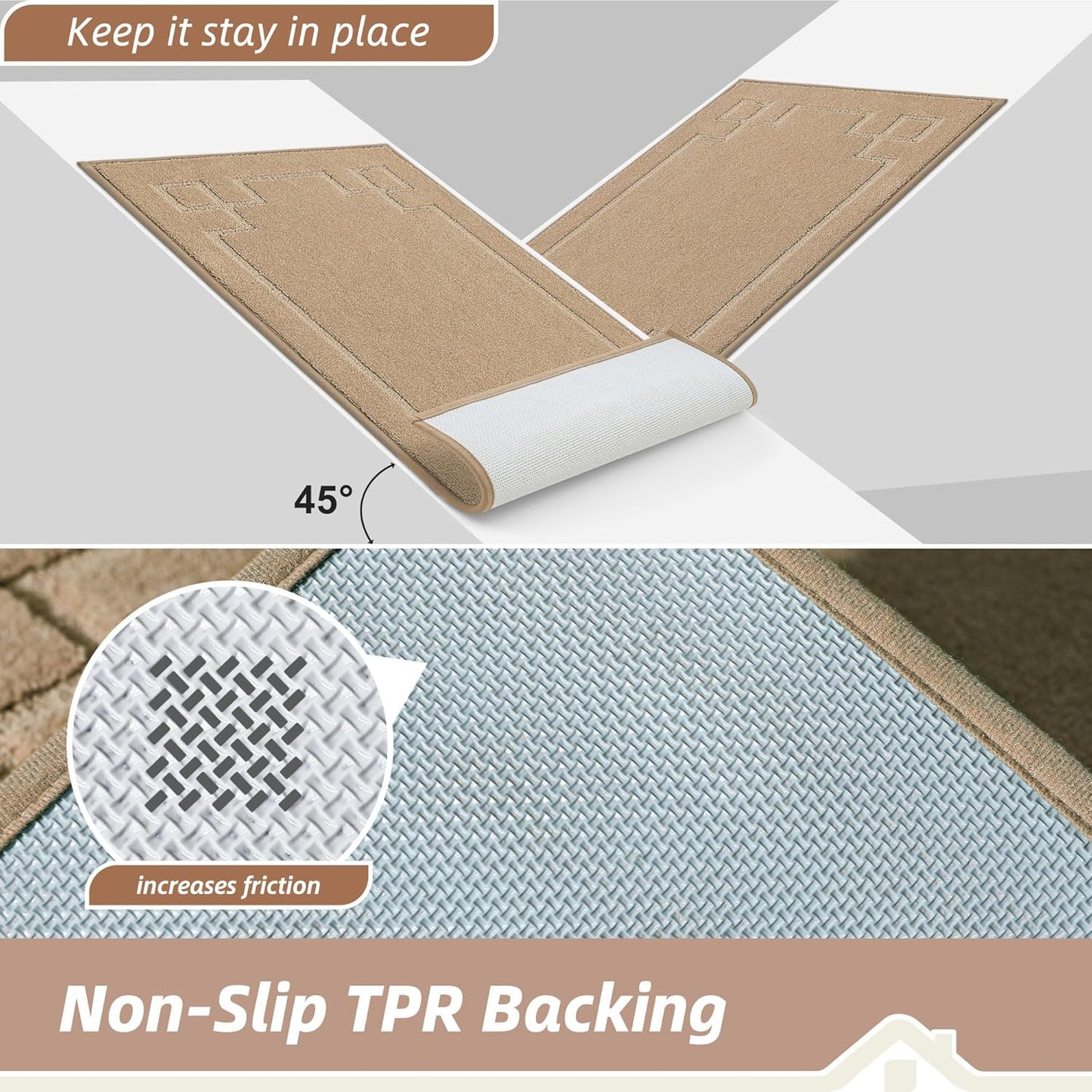 BEQHAUSE Door Mat 32" x 48", Non-Slip Door Mats Indoor Entryway Rugs Washable Low-Profile Absorbent and Stain Resist Floor Mats, Dog Door Mat for Front Back Door, Muddy Wet Shoes & Paws, Beige