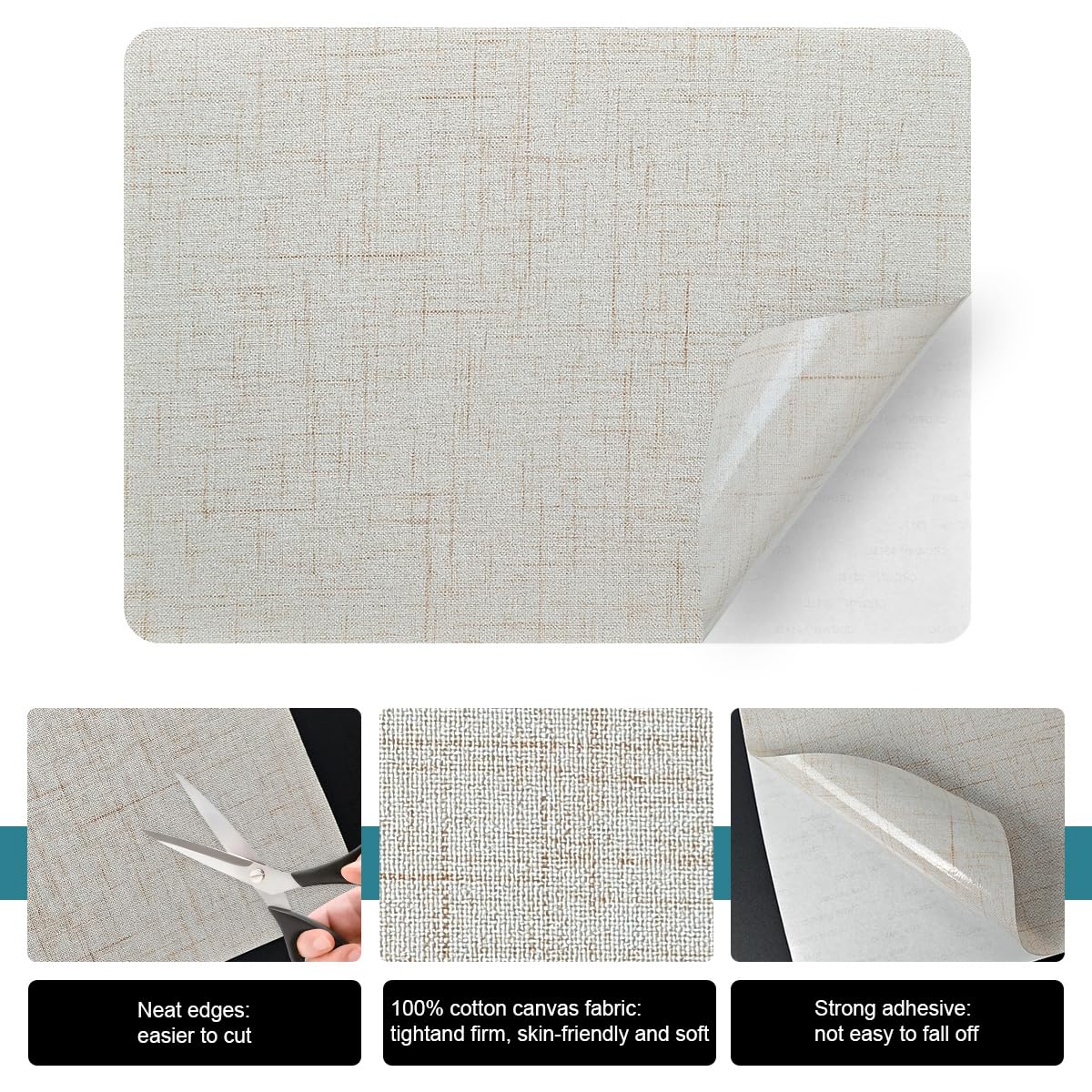 J.CARP 2Pcs Linen Repair Patches, Large Self-Adhesive Fabric Patch for Sofas, Couch, Furniture, Car Seats (8 * 11 inches-2PCS Floral Beige)