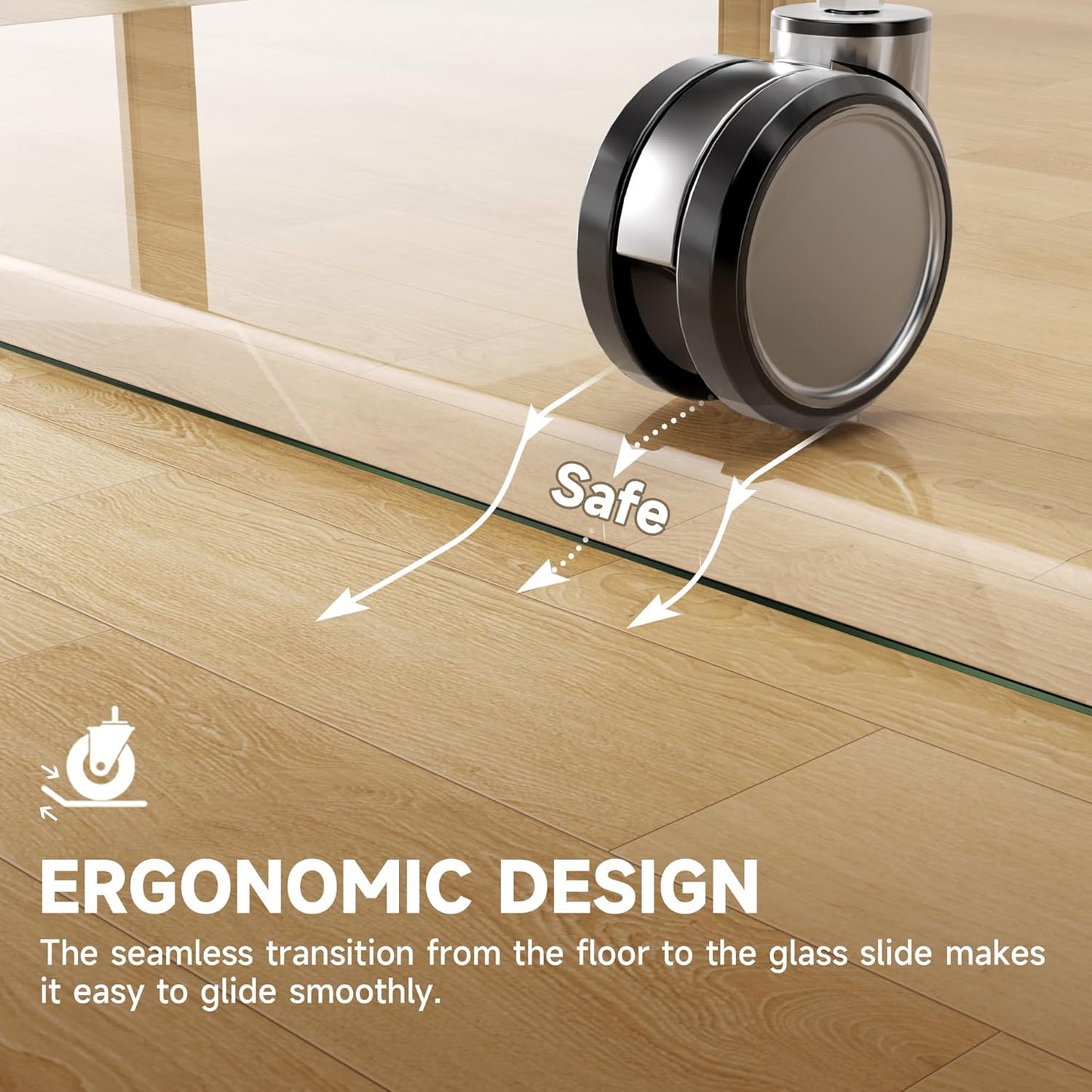 [Tempered Glass] 59“ x 47” Beveled Edge Glass Chair Mat with Polished Edge Clear Office Chair Mat, Glides Smoothly, Suitable for Carpet or Hardwood Floors