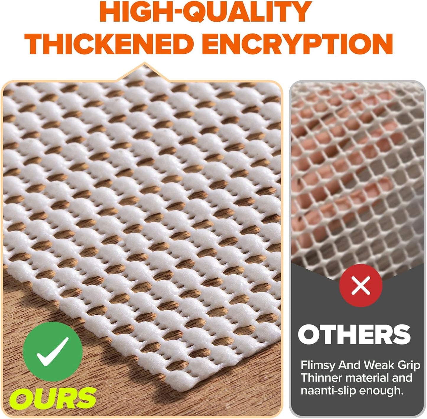 Non-Slip Rug Pad Gripper 2.5x12 Feet, Anti Skid Mat for Under Area Rugs, Keeps Rugs in Position and Safe, Thick Cushioned Carpet Pad for Hardwood Floors Protection