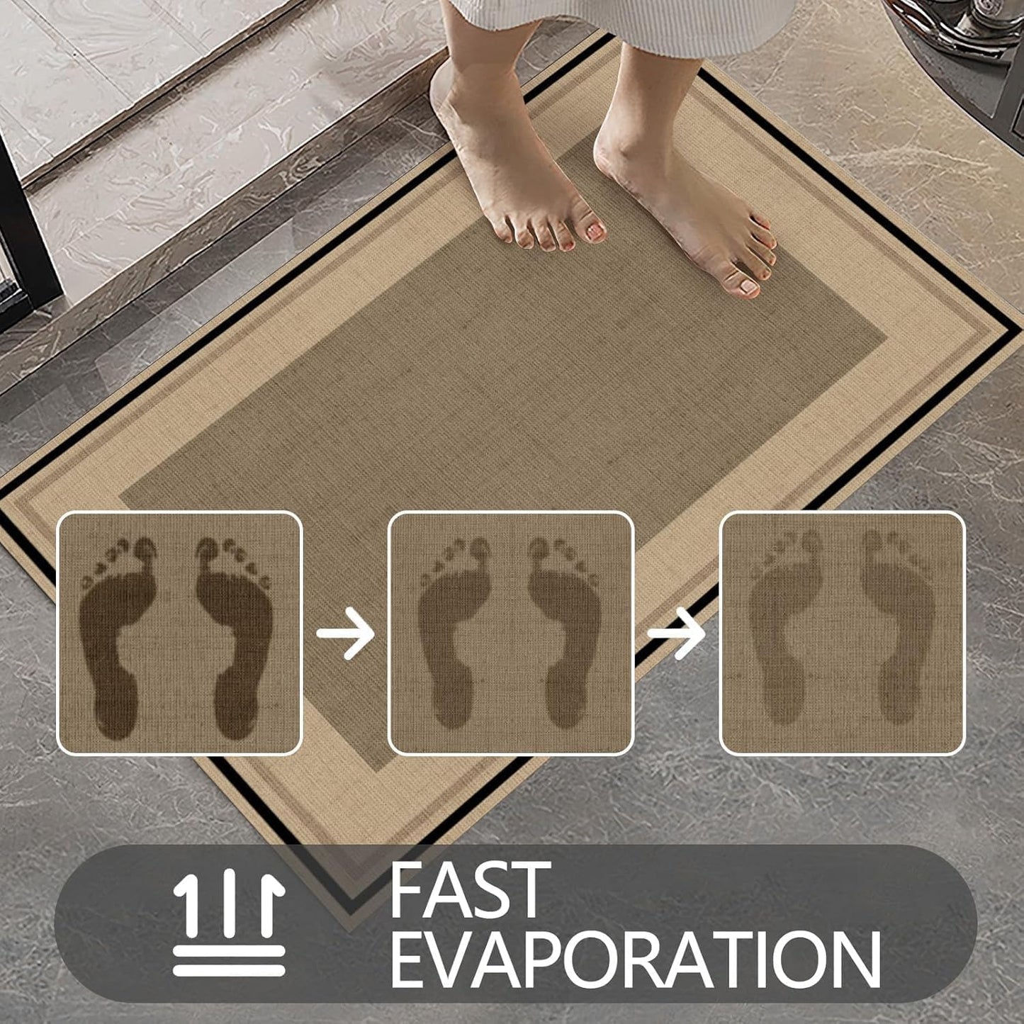 Ultra Thin Door Mat Indoor Entrance, 1/10 in Thin Door Mats for Inside Entry, Non-Slip Rubber Backing Washable Doormat, Fade Resistant, Absorbent, Low Profile Dirt Trapper, 35"X24", Brown