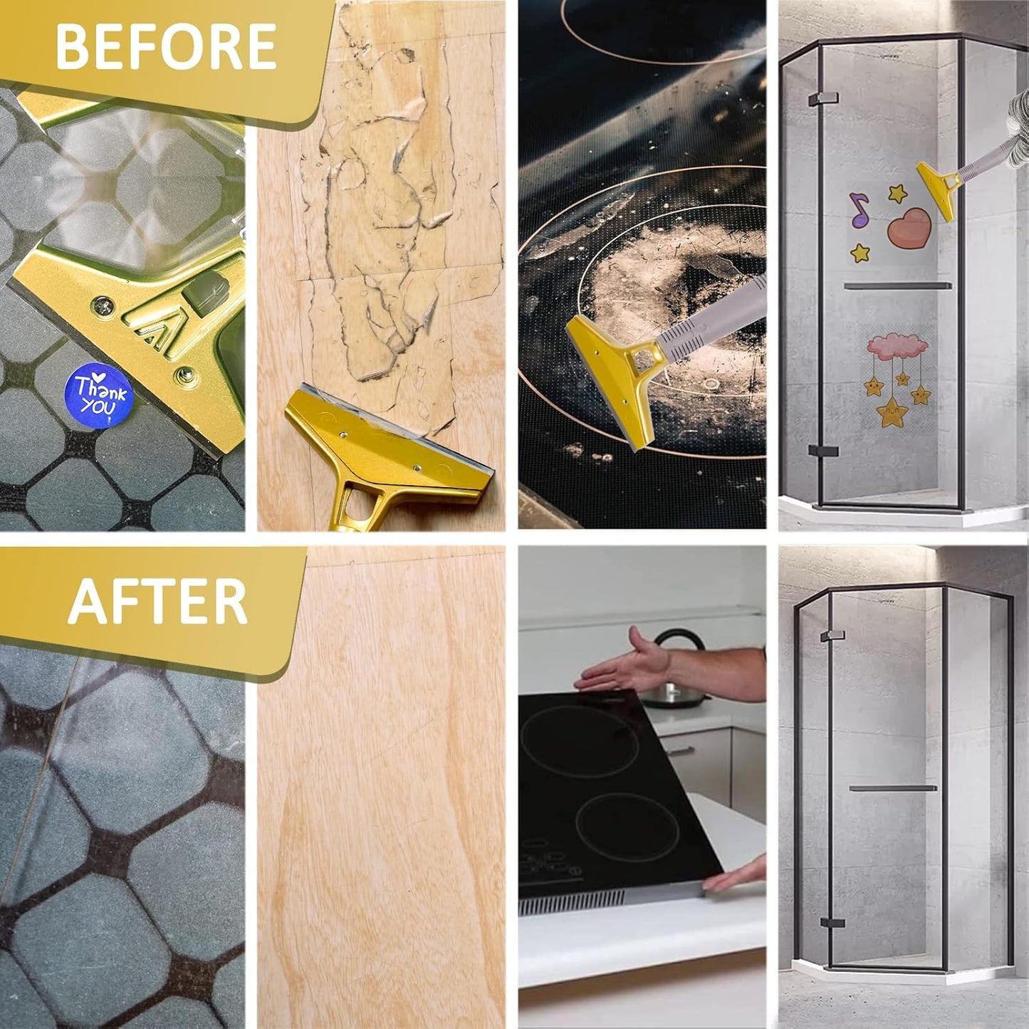 Razor Blade Scraper,Floor Scraper Tool with 30PCS Extra Blades,Paint Scraper Ideal for Cleaning Stove Top,Windows,Glass,Tiles,Wall,Labels.(4 in,Metal)