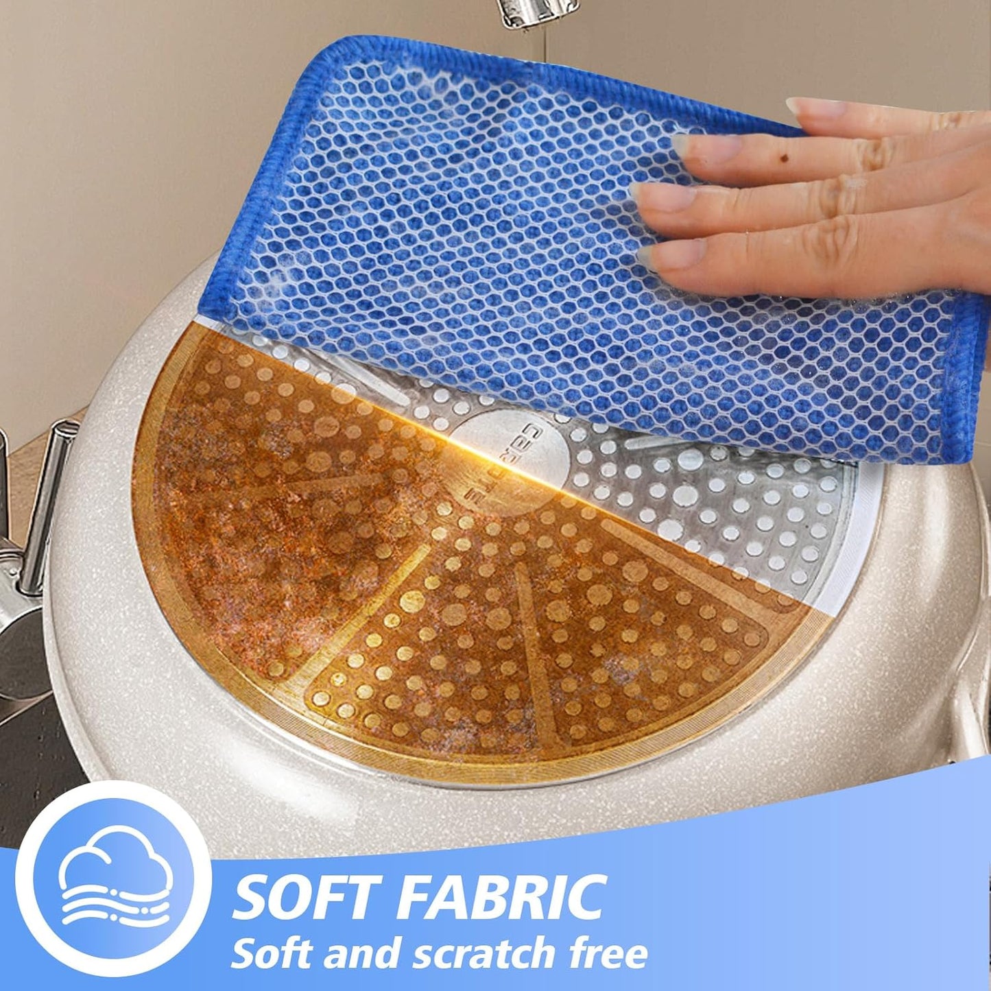 KinHwa Kitchen Washcloths for Dishes Absorbent Microfiber Dish Cloths Quick Dry Dish Rags with Poly Scour Scrub Side Ideal for Kitchen Cleaning (Mixing Colors #2, 7inchx7inch 9 Pack)