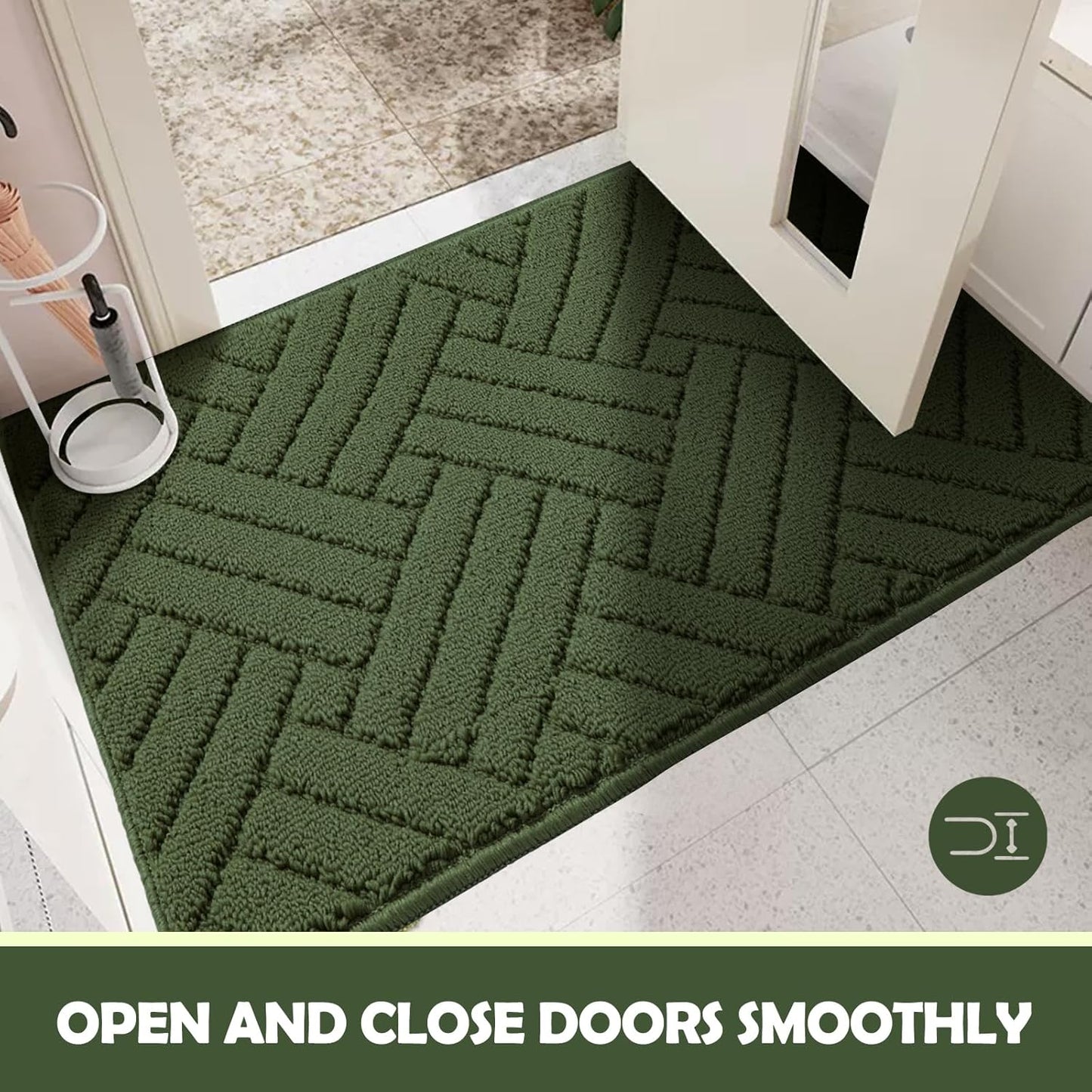 Door Mat Indoor Doormat, Entryway Rug Door Mats Non-Slip Rubber Backing, Low-Profile Entrance Rugs, Absorbent Resist Dirt Doormats Washable Floor Door mat,Green 24"x36"