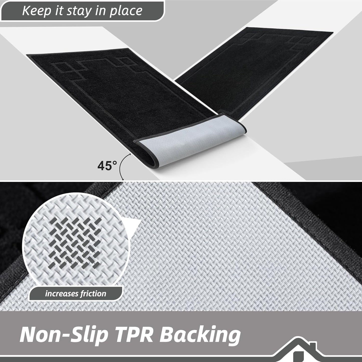 BEQHAUSE Door Mat 32" x 48", Non-Slip Door Mats Indoor Entryway Rugs Washable Low-Profile Absorbent and Stain Resist Floor Mats, Dog Door Mat for Front Back Door, Muddy Wet Shoes & Paws, Black