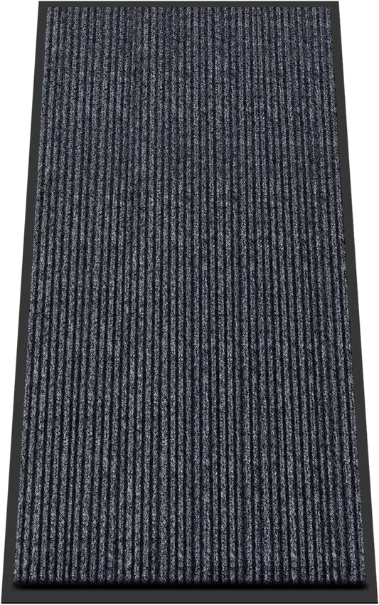 Kuyal Front Door Mat, 2'x4' Indoor Outdoor Entrance, Commercial Floor Inside Outside Entrance, Heavy Duty Durable Welcome Mat, Rubber Backing Non Slip Outdoor Rug for Entryway,Dark Gray