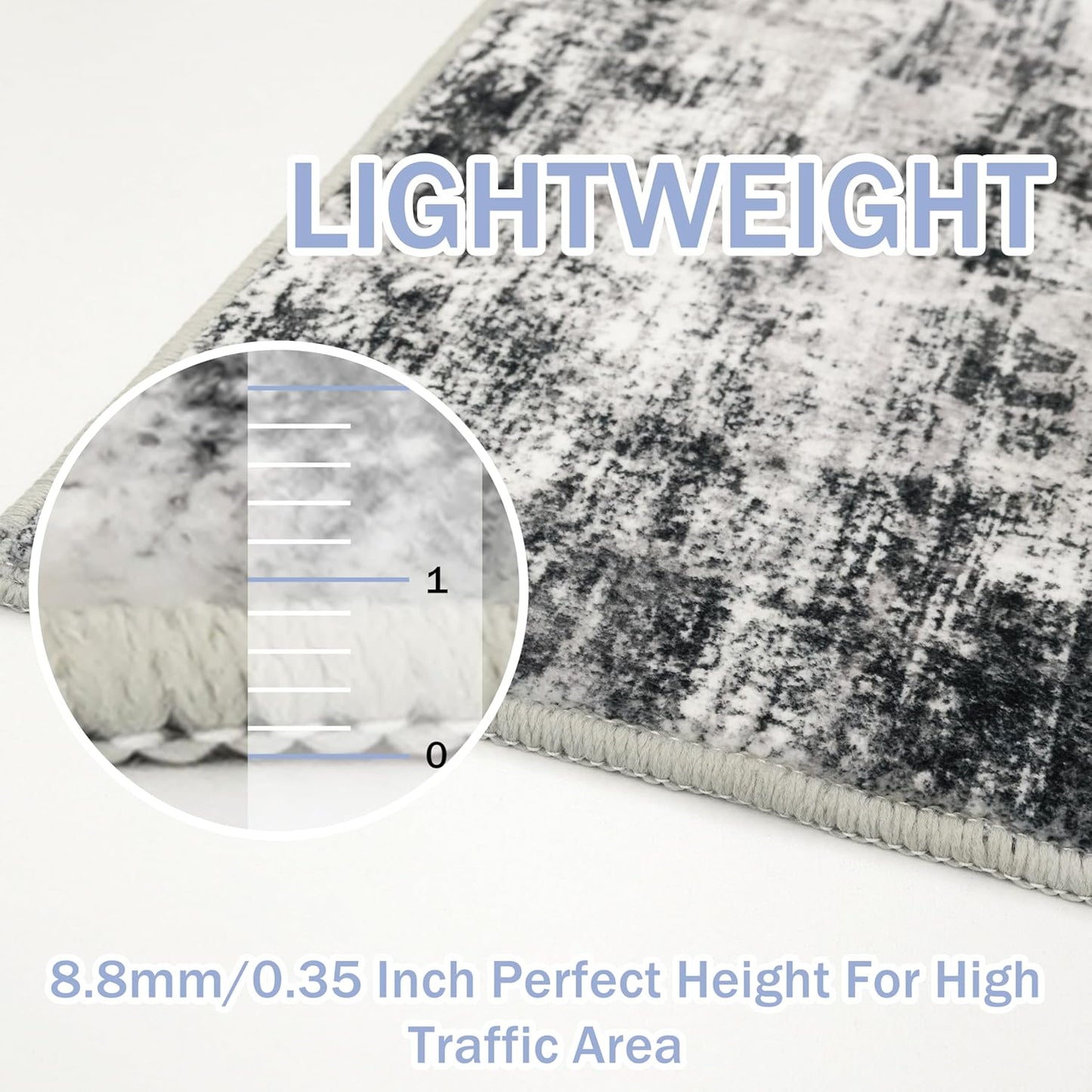 IOHOUZE Abstract Runner Rug 2x8 Ft Washable Runners for Hallways, Non Slip Kitchen Runner Printed Faux Wool Entryway Runner Indoor, Modern Abstract Floor Carpet for Hall Kitchen Bedroom, Black Gey