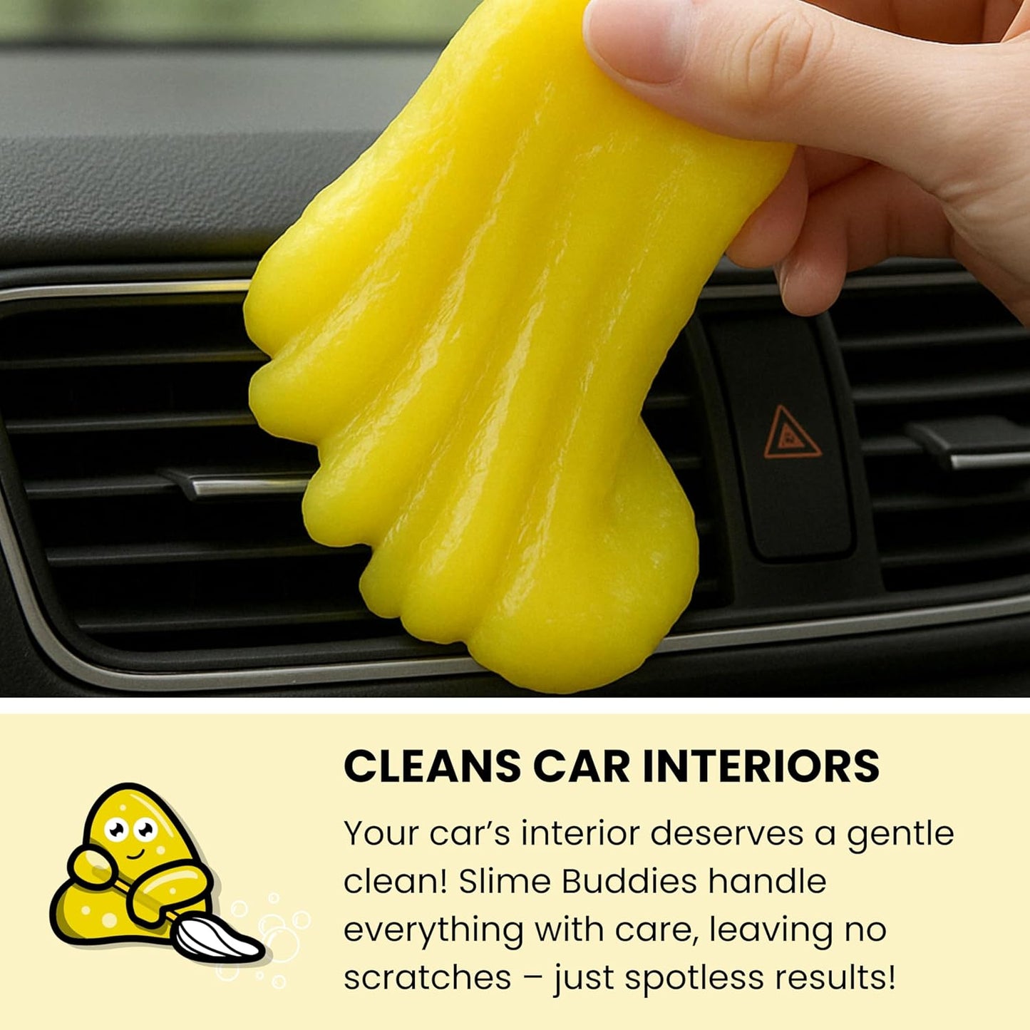 Slime Buddies Car Cleaning Gel Putty - 6 Pack Lemon Scented Interior Detailing Tool for Cup Holder, Air Vent & Keyboard - Reusable Auto Detailing Accessories - Dust Remover Goop - Gifts for Men Women