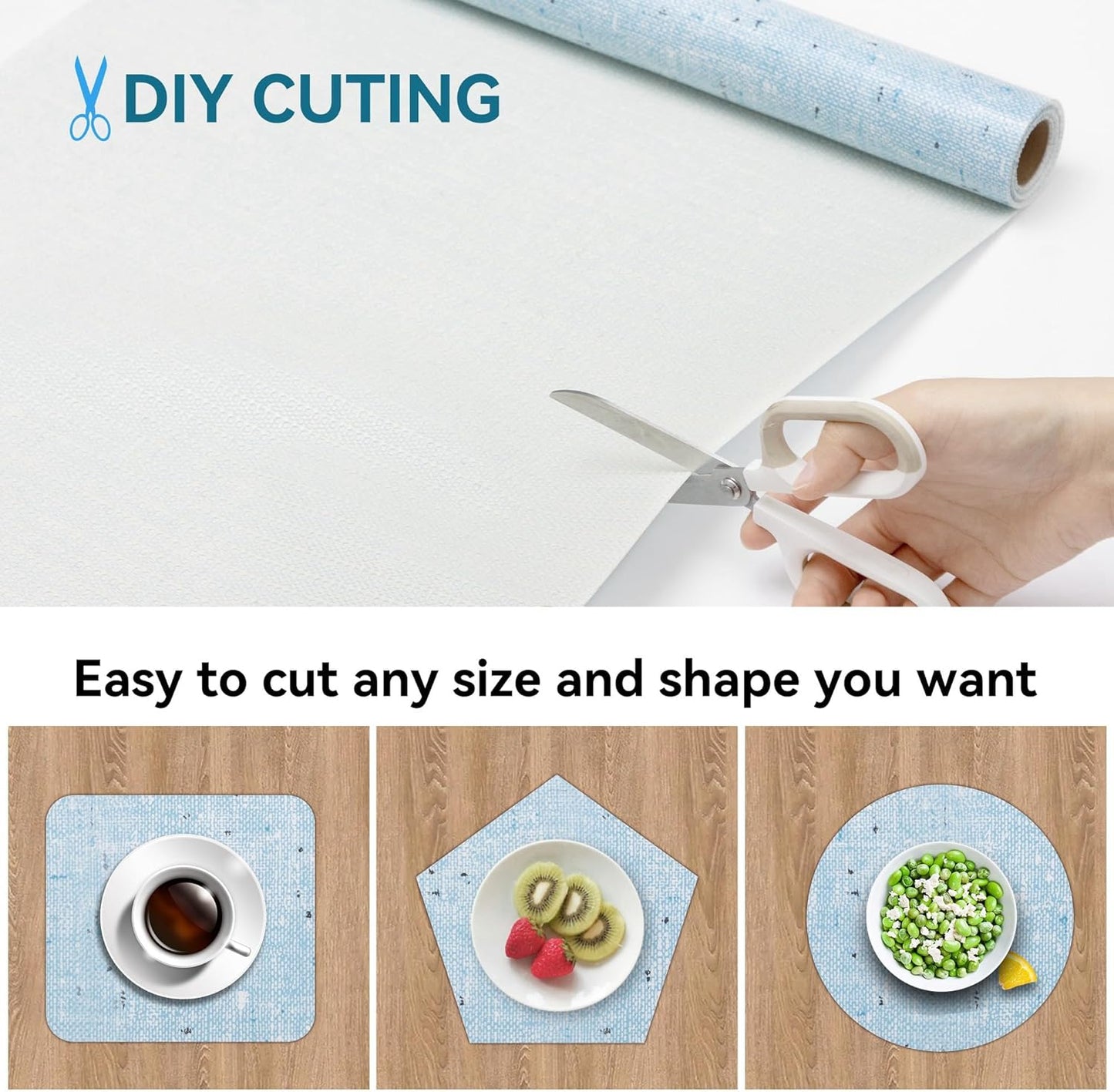 Shelf Liner 18" W x 96" L Cabinet Liners Non Adhesive, Drawer Liners Non Slip Kitchen Mat Waterproof Oil-Proof for Kitchen Cabinet, Shelves, Refrigerator, Storage, Easy to Trim