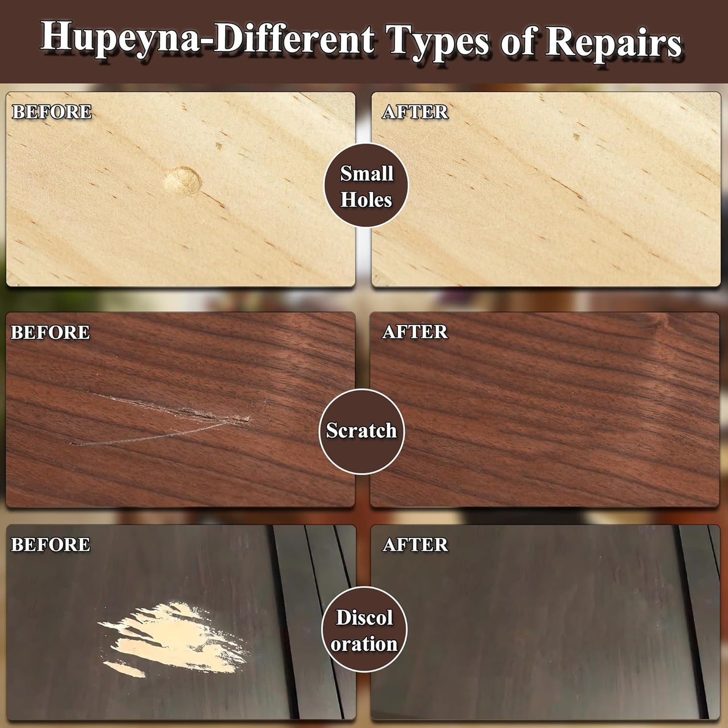 Wood Repair Kit, 12 Color Wood Fillers, Furniture Repair Kit, Repair Scratch, Cracks, Stains, Discoloration for Wood Furniture, Door, Cabinet, Floor, Table Surface Wood Touch up Filler Wood Paint