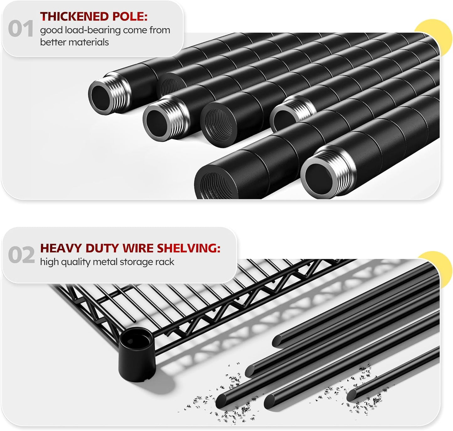 REIBII 55.5''W Storage Shelves 2500LBS Wire Shelving Unit with Wheels Heavy Duty Metal Shelves for Storage Adjustable Garage Storage Rack Pantry Shelf Kitchen Shelving, 75.6" H X 55.5''W X 24" D, 3PCS