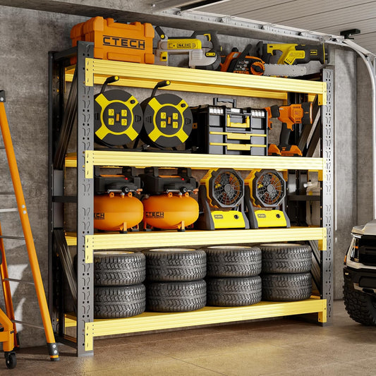 4000LBS Storage Shelves Heavy Duty, 48" W Metal Garage Shelving Units, 4 Tier Adjustable Shelf, Garage Storage Shelves Rack, Industrial Shelving for Warehouse, Basement,48" W x 24" D x 79" H