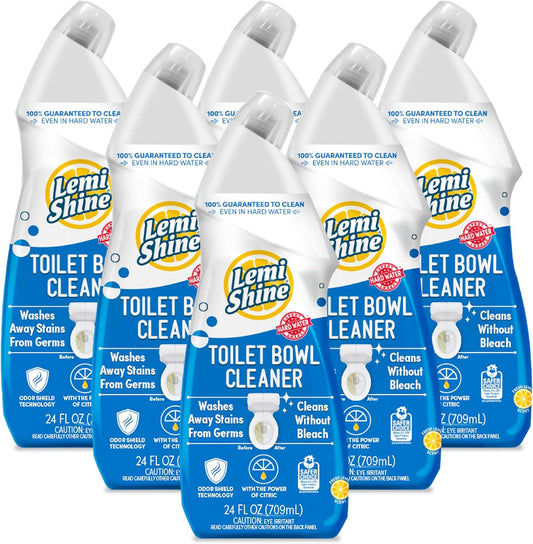 Lemi Shine Toilet Bowl Cleaner - Bleach-Free Toilet Cleaner - Removes Tough Stains and Odor - 24 fl oz (6 Pack)