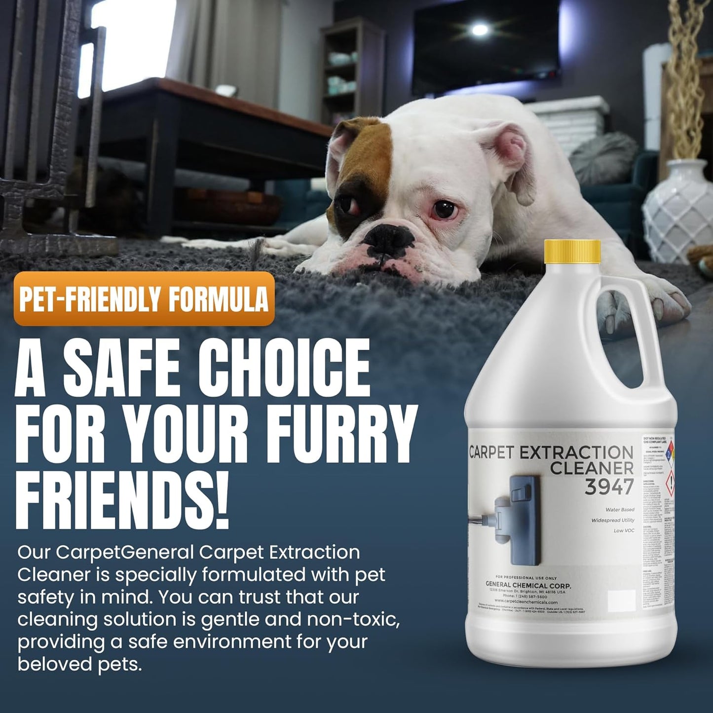 Carpet Extraction Cleaner - Water-Based Professional Deep Clean Carpet Cleaner Solution for Machine - Heavy Duty Stain Remover, Pet-Friendly, Ideal for Residential & Commercial Use