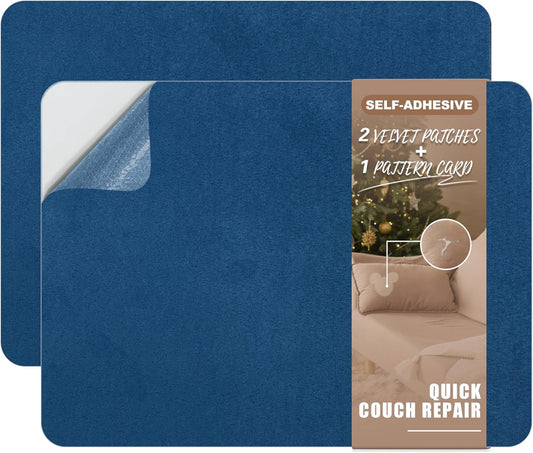 Azobur Fabric Couch Repair Patch 8.3 x 11 inches,Self-Adhesive Fabric Repair Patch for Furniture,Handbag,Sofa,Car Seats-(Blue)