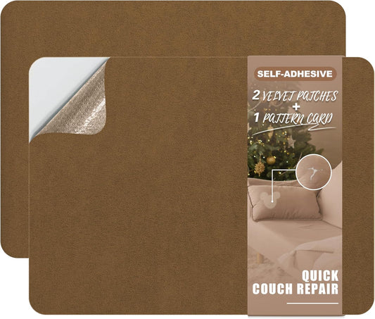 Azobur Fabric Couch Repair Patch 8.3 x 11 inches,Self-Adhesive Fabric Repair Patch for Furniture,Handbag,Sofa,Car Seats-(Brown)