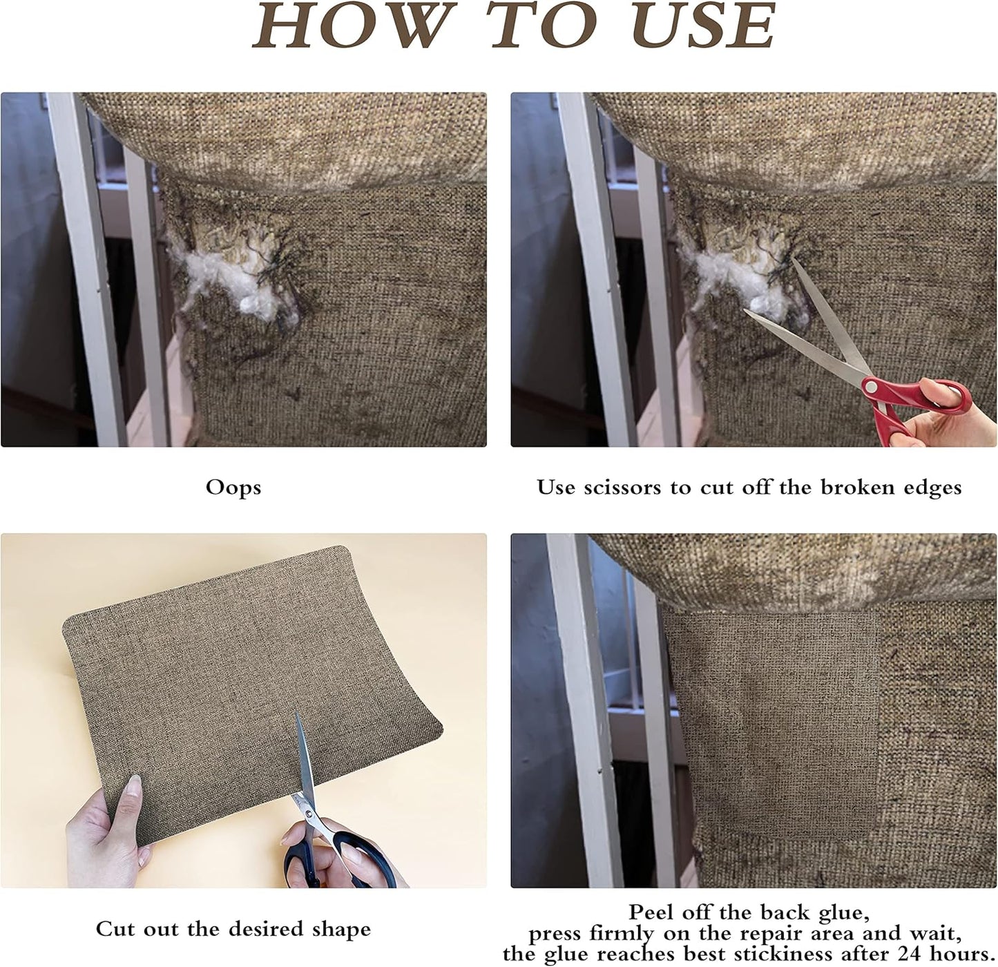 Coarse Linen Repair Patches, Self-Adhesive Linen Fabric Patches, 8X11 inch 2 PCS, Multi Color, Can be Used for Linen Sofa Repair and Linen Clothes Repair(8" x 11"-2PCS,Cream-Gray 1.0)