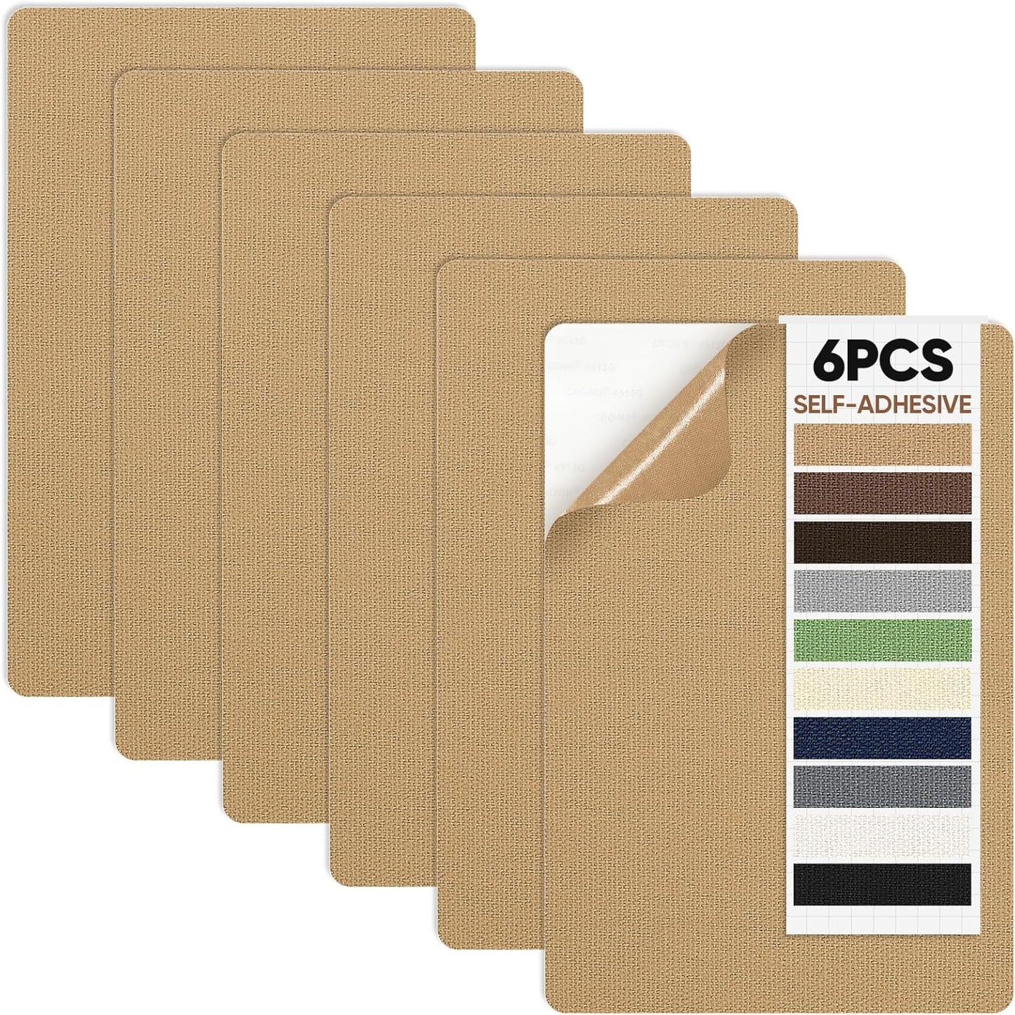 Canvas Repair Patch 5.5 x 8 Inches 6Pcs Self-Adhesive Waterproof Canvas Patch Kit for Repairing Tents,Sofas,Boat Covers,Camping Chair,Awnings,Car Seats.（Khaki）