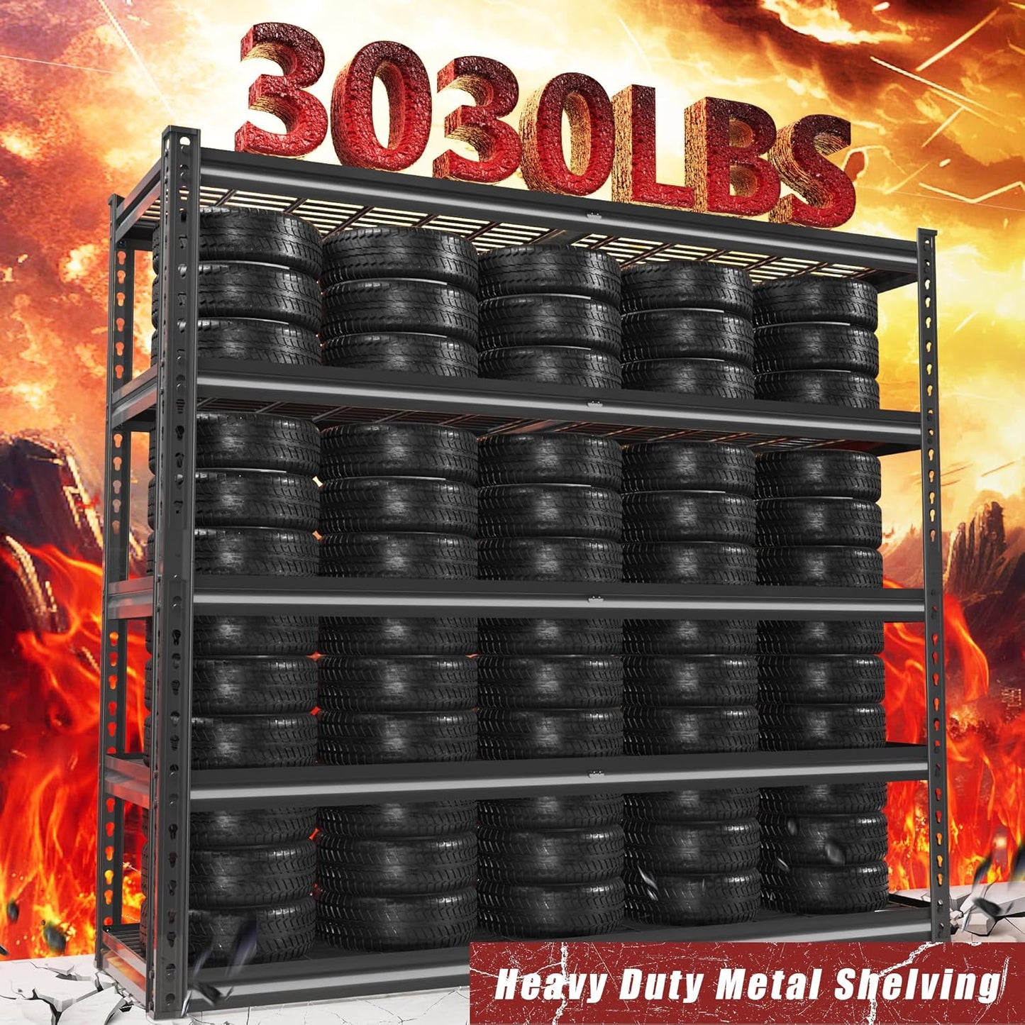 48" W Garage Shelving Heavy Duty,5-Tier Storage Shelves,3030LBS Adjustable Metal Shelving Units for Basement, Kitchen,Commercial,Warehouse,Pantry, 48" W x 72" H x 24" D