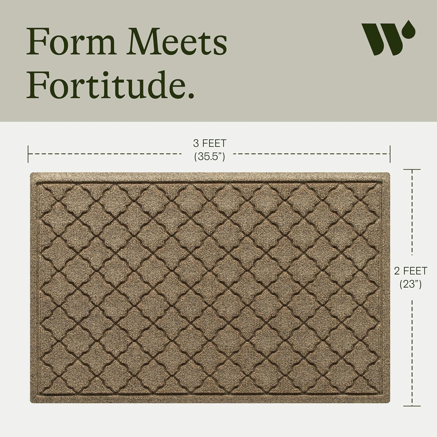 WaterHog Heavy Duty Doorway Mat, 2' x 3', Made in USA, Durable & Skid-Resistant Entryway Mat, Water-Trapping, Indoor/Outdoor Decorative Floor Covering, Cordova Collection, Khaki/Camel
