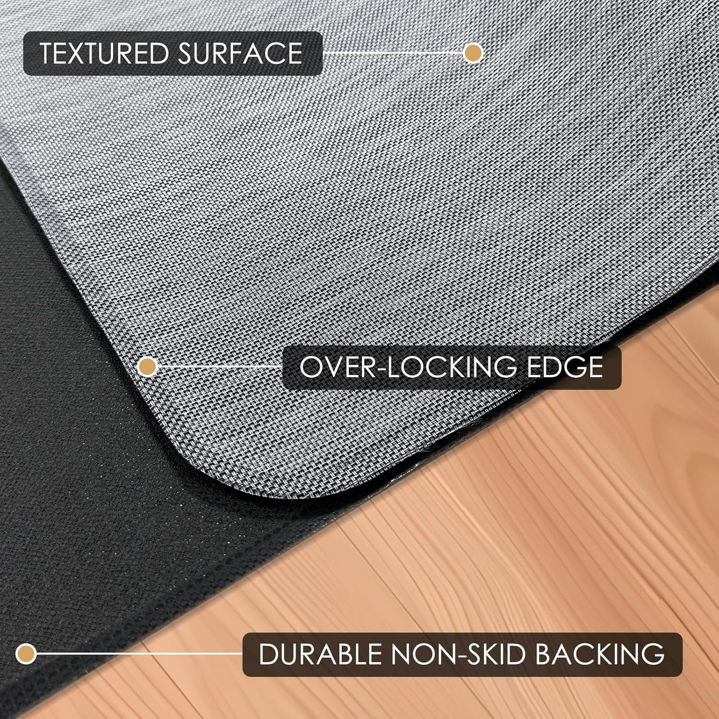 Kuyal Office Chair Mat for Hardwood Floor, 36" x 48" Heavy Duty Desk Chair Mat for Office & Home, Anti Slip, Non-Curve Computer Chair Protector Mat, Light Gray