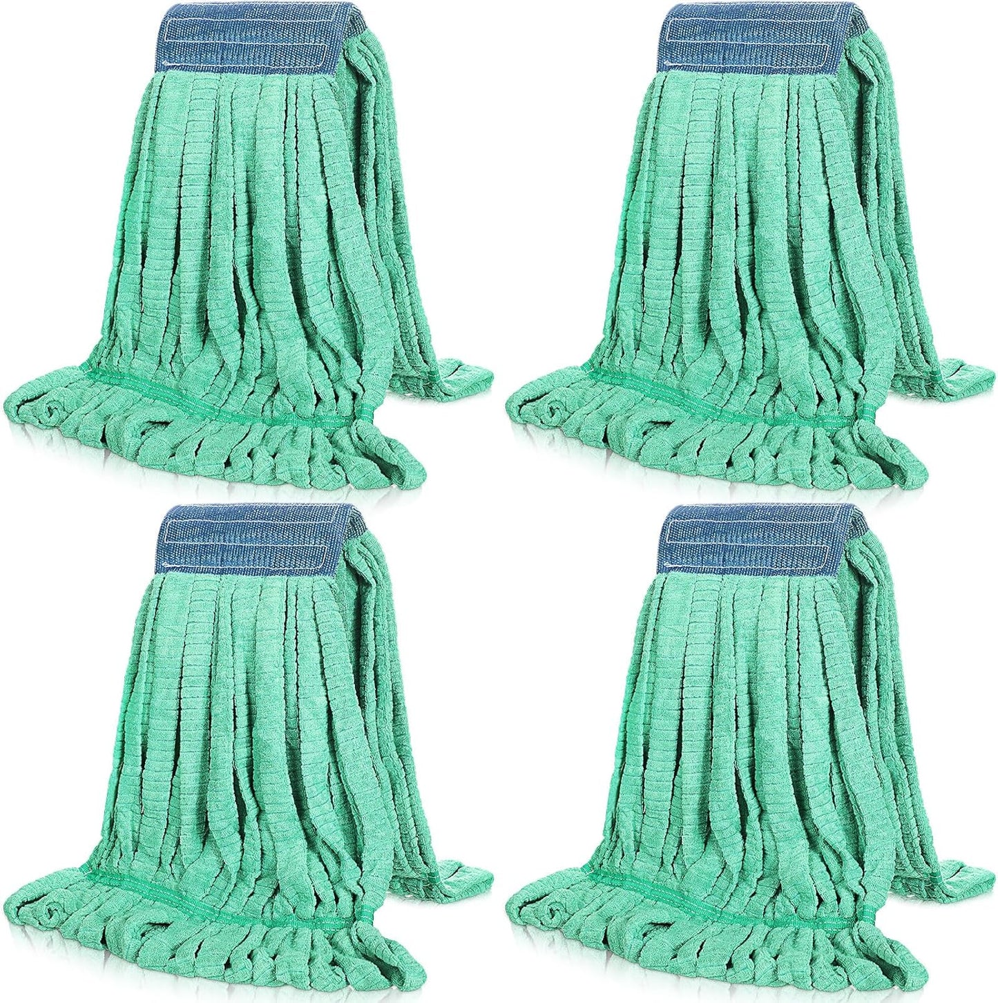 Lallisa 4 Pcs Commercial Mop Head Replacement Tube Microfiber Industrial Looped End Mop Heads Refill for Floor Cleaning for Home Commercial Industrial Use(Large,Green)