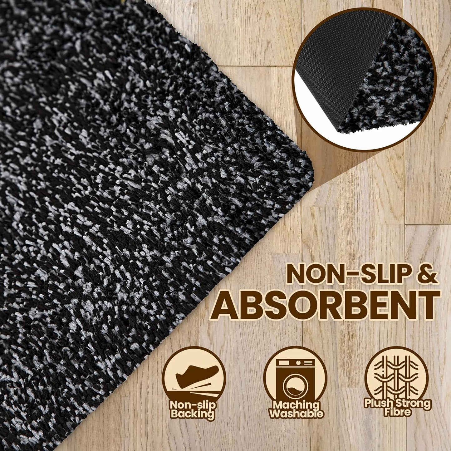 Premium Microfiber Indoor Door Mat – 20"x30" Washable Entry Mat, Non-Slip, Waterproof Backing, Super Absorbent, Low Profile Entryway Doormat for Indoor Entrance