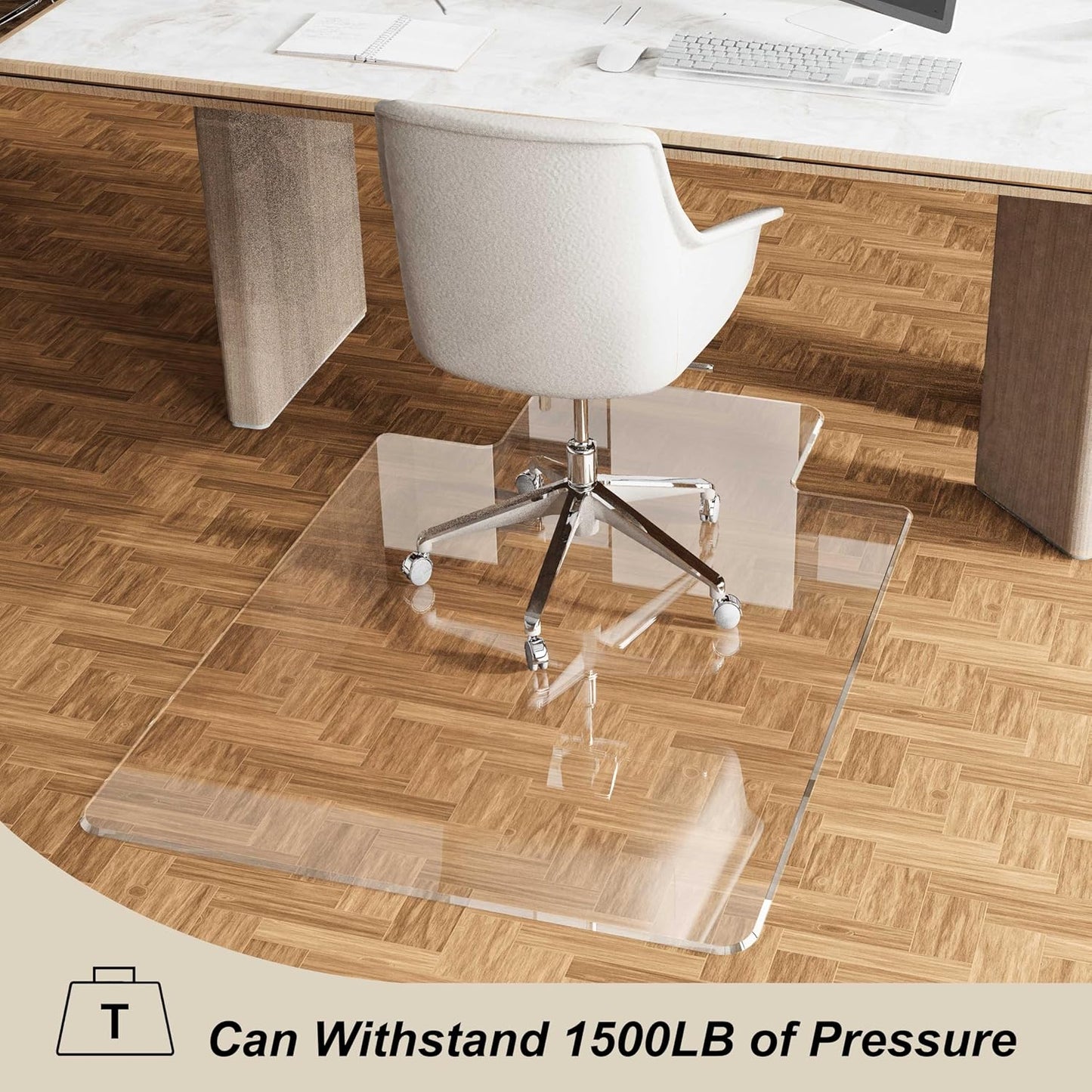Beveled Edge Irregular Office Chair Mat with Lip for Carpet or Hardwood Floor Crystal Clear 36" x 48" Smooth Glide and Easy Roll On/Off, Heavy Duty and Non-Slip Pad Floor Chair Mat with Lip