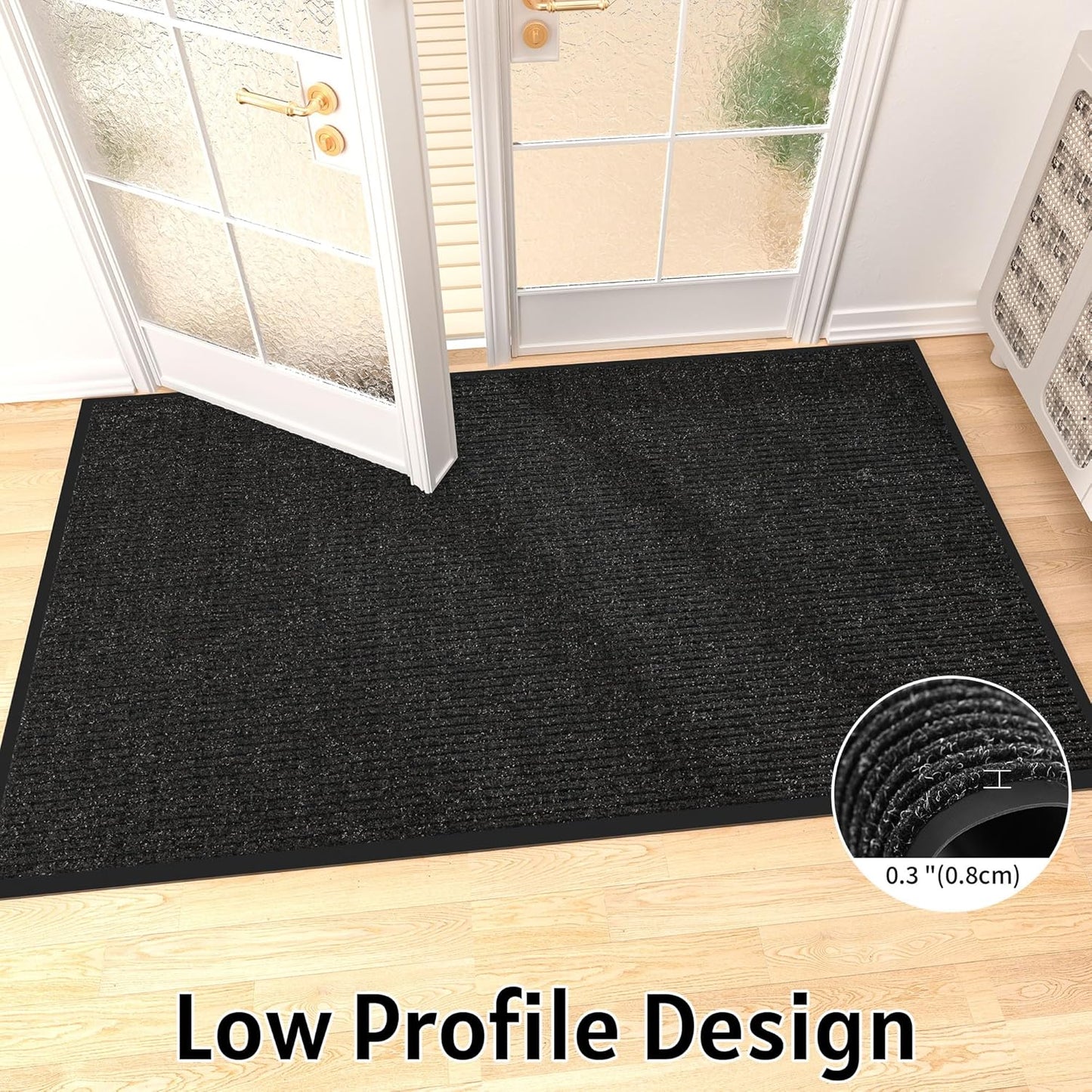 Front Door Mat Indoor Outdoor Entrance, 36" x 72" Dirt Resistant and Absorbent Door Mat, TPR Backing Non-Slip Doormats, Easy to Clean, Low Profile Welcome Floor Mat for Outside Entry