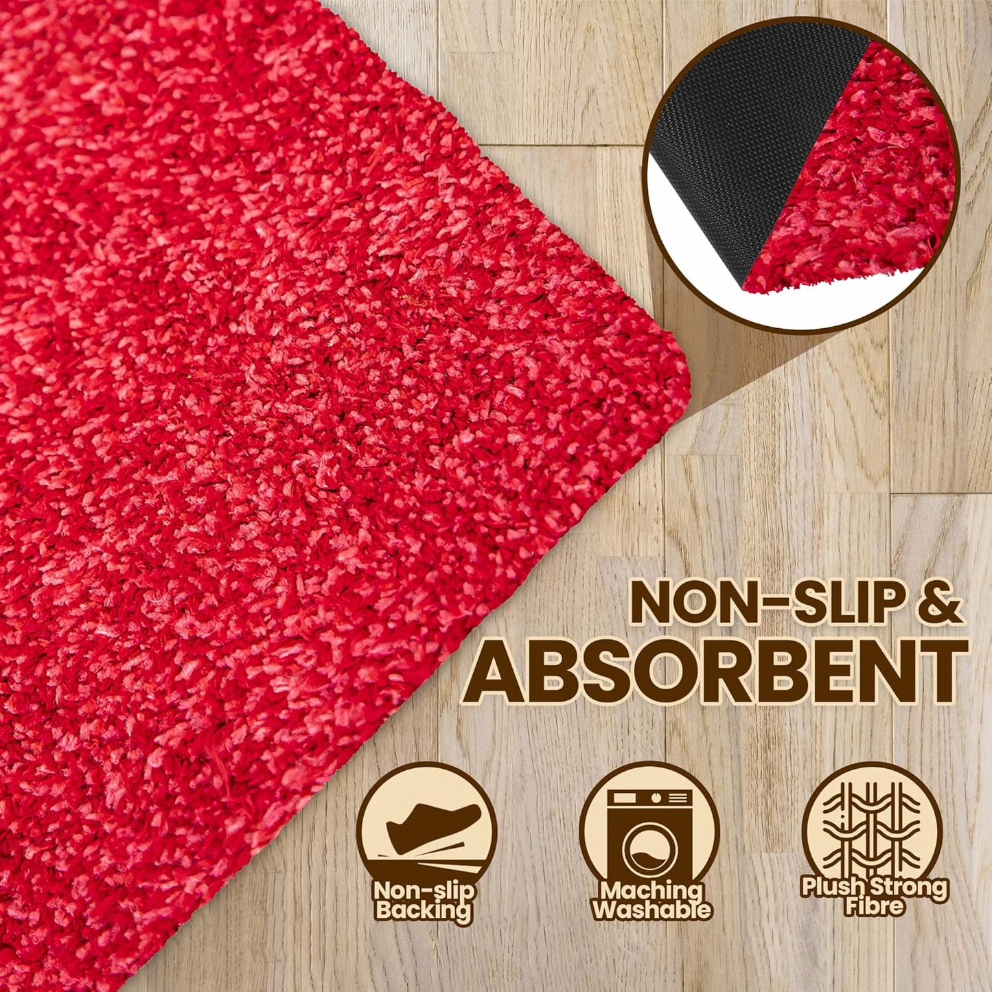 Premium Microfiber Indoor Door Mat – 36"x72" Washable Entry Mat, Non-Slip, Waterproof Backing, Super Absorbent, Low Profile Entryway Doormat for Indoor Entrance