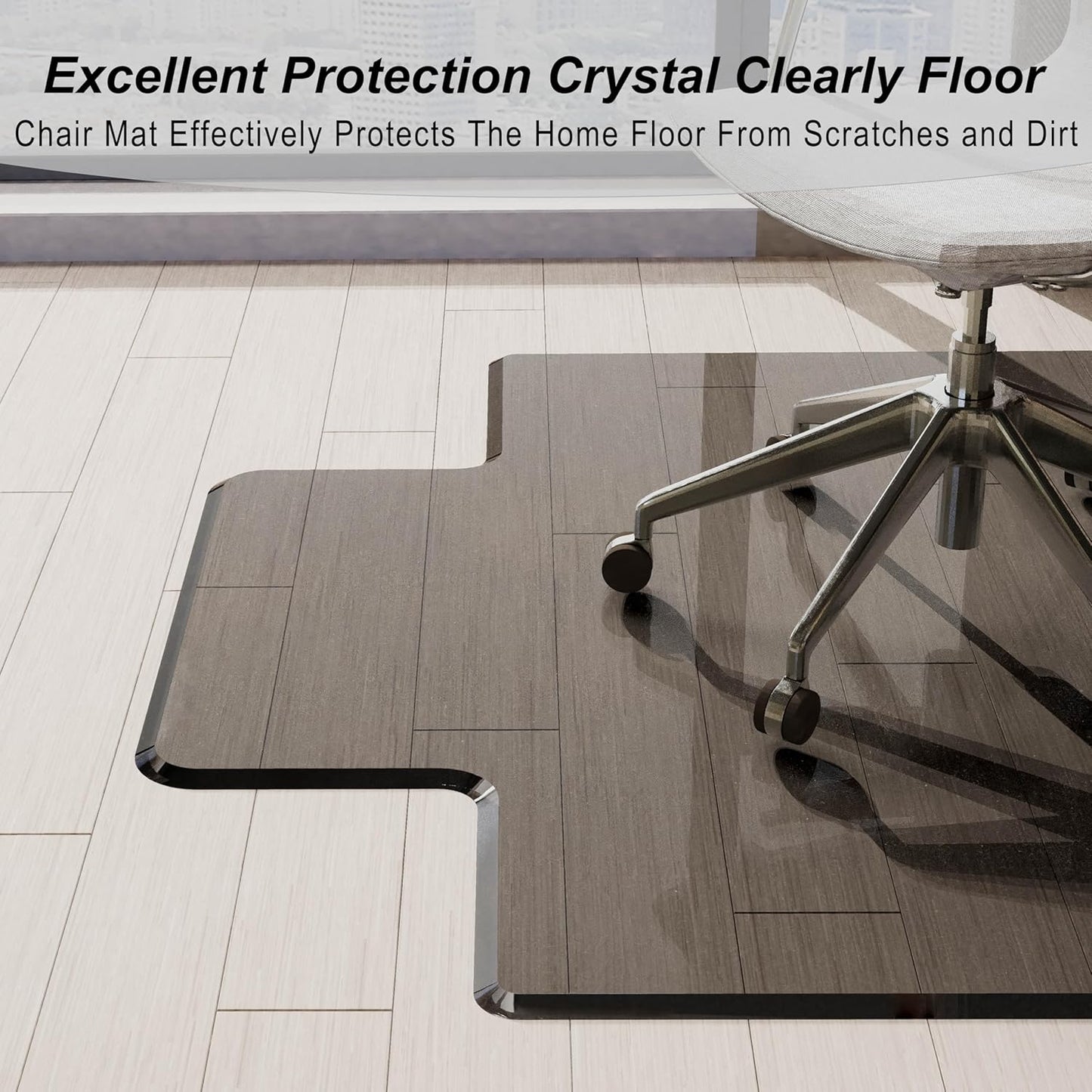 Beveled Edge Irregular Office Chair Mat with Lip for Carpet or Hardwood Floor Crystal Gray 36" x 48" Smooth Glide and Easy Roll On/Off, Heavy Duty and Non-Slip Floor Chair Mat with Lip